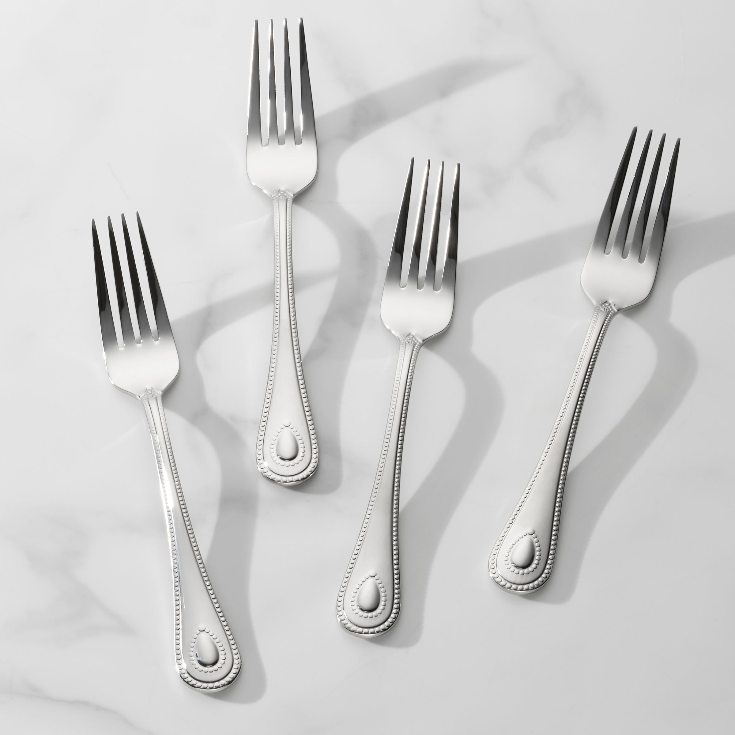 Stainless Steel Salad Forks Set of 4 - French Perle Elegant Design