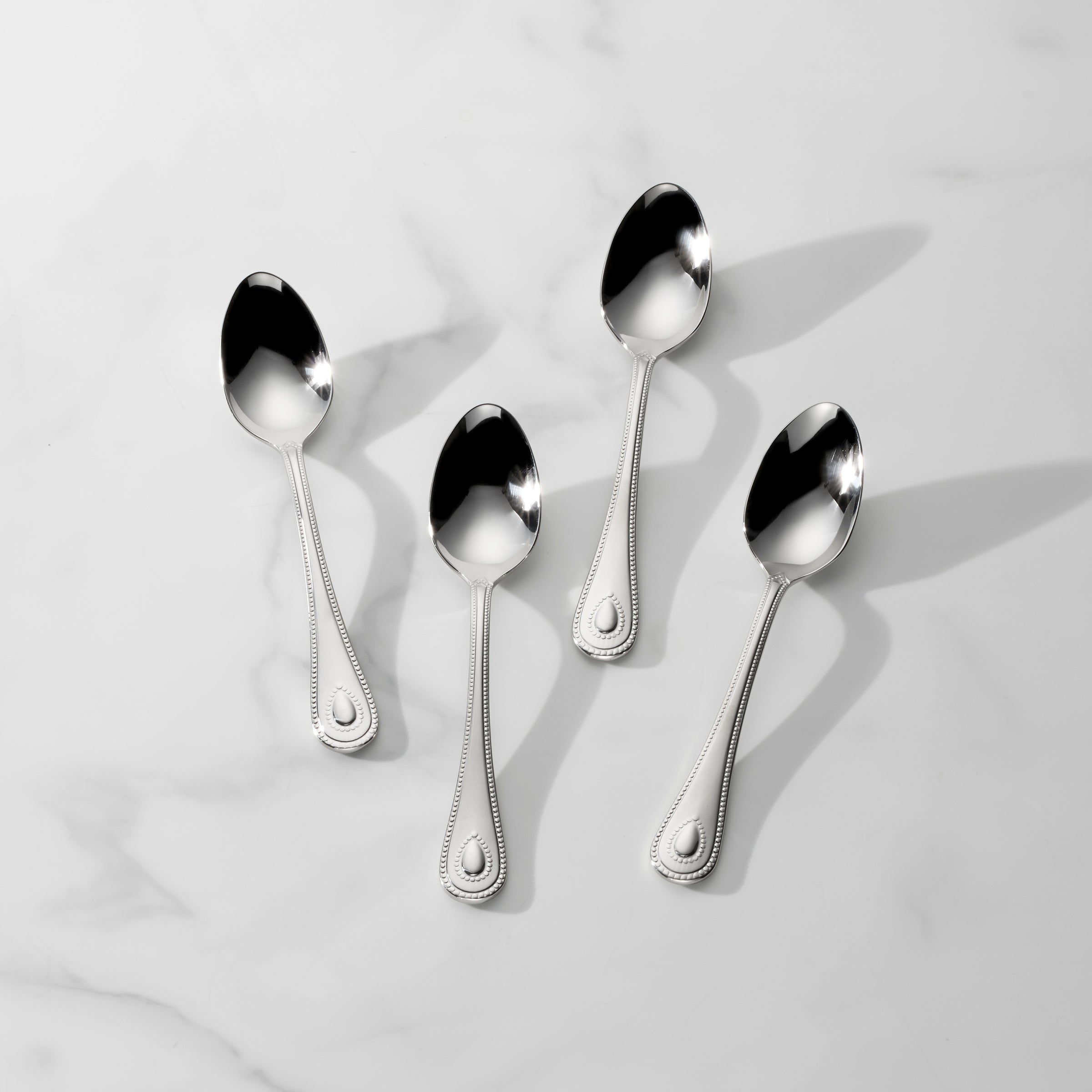 Elegant Stainless Steel Teaspoons - Set of 4 | French Perle