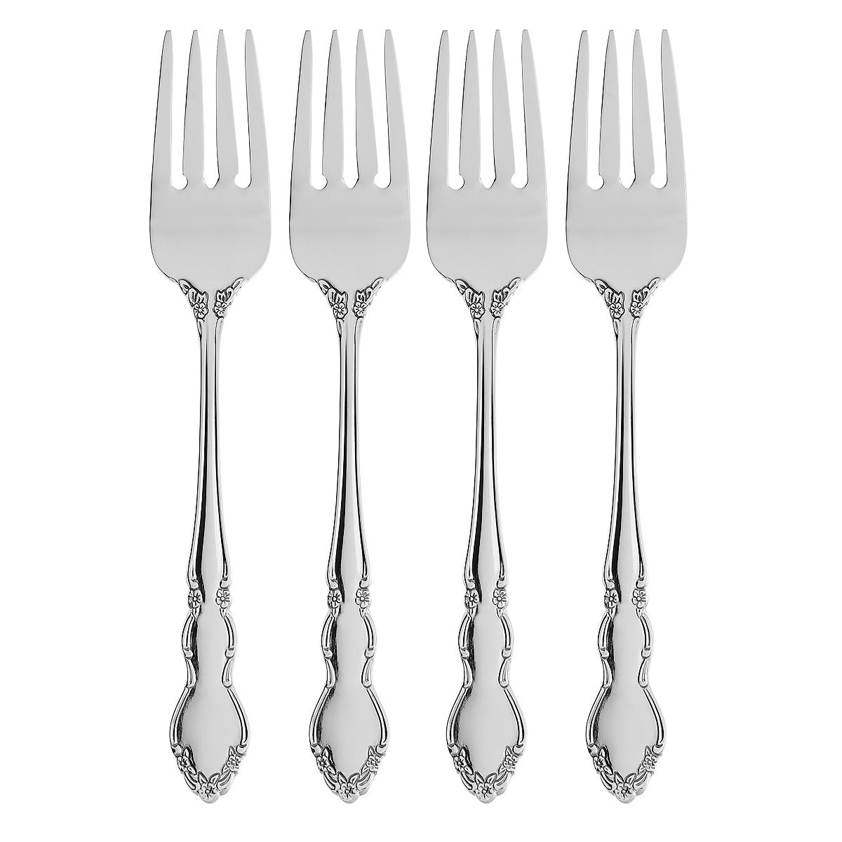 Elegant Salad Forks Set of 4 with Scrolled Floral Design | Dover