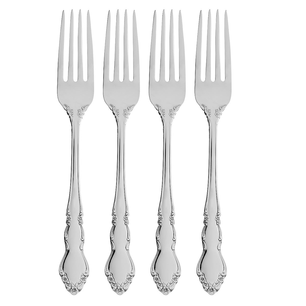 Elegant Dinner Fork Set of 4 with Scrolled Floral Design | Dover