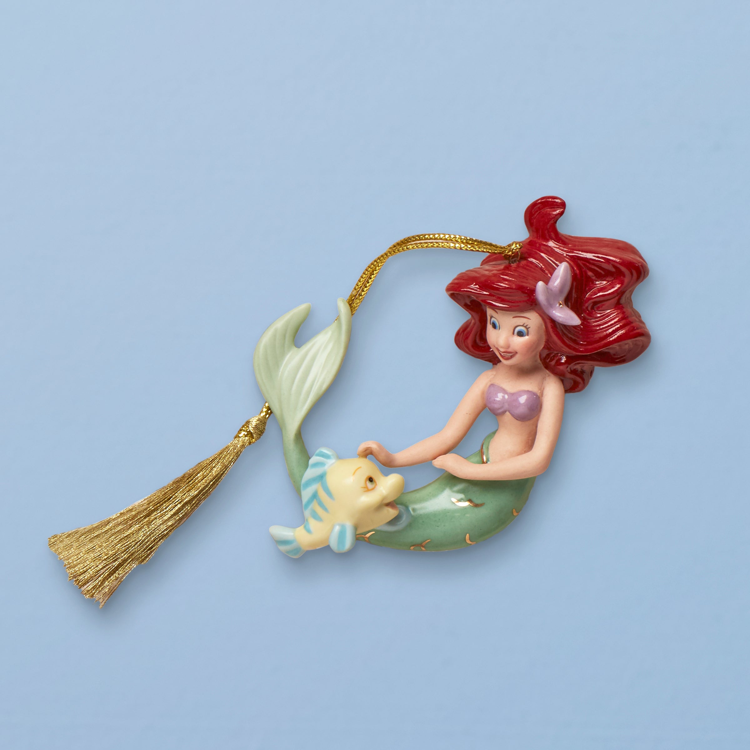 Disney's The Little Mermaid Ariel & Flounder Ceramic Ornament | 24K Gold Accented