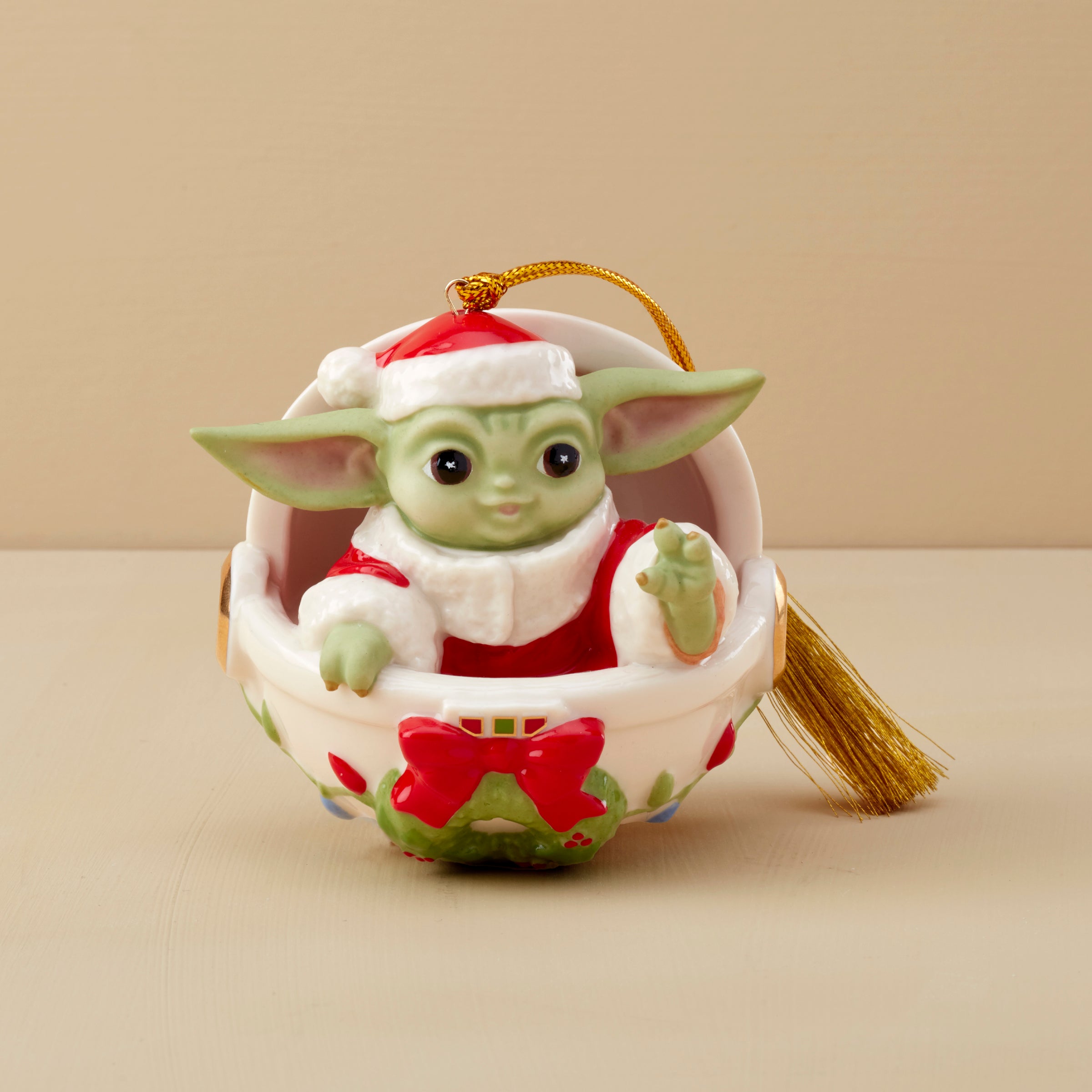 Holiday Grogu Ornament in Hover Pram with Christmas Lights | Star Wars