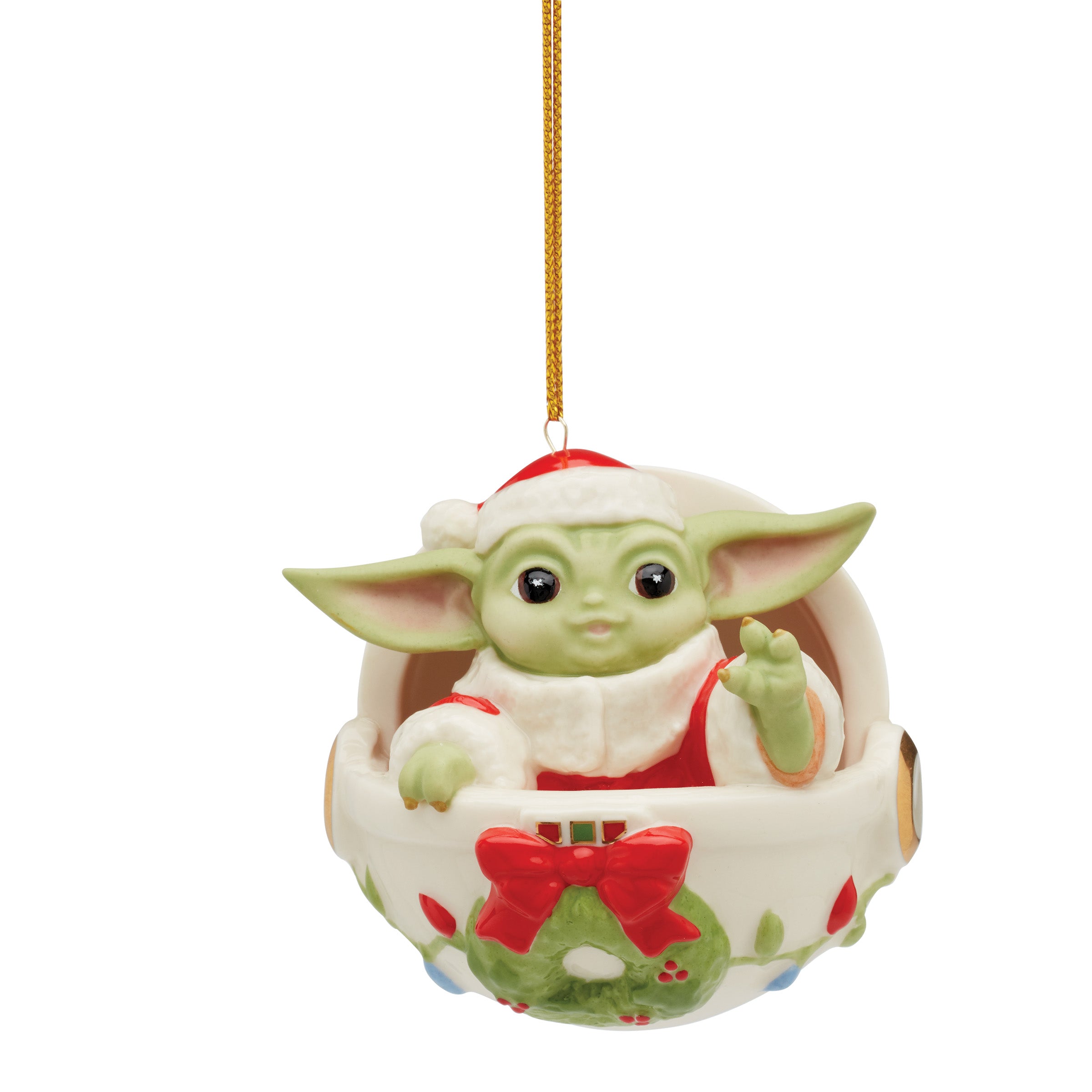 Holiday Grogu Ornament in Hover Pram with Christmas Lights | Star Wars