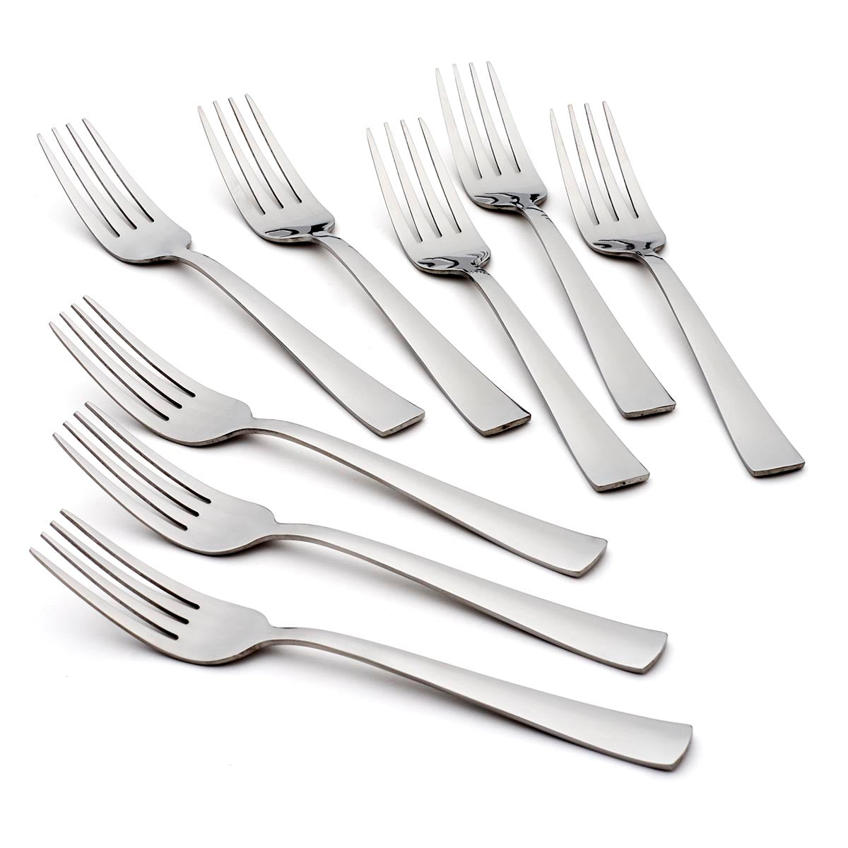 Modern Zinc Dinner Fork Set of 8 - Square Tip Design