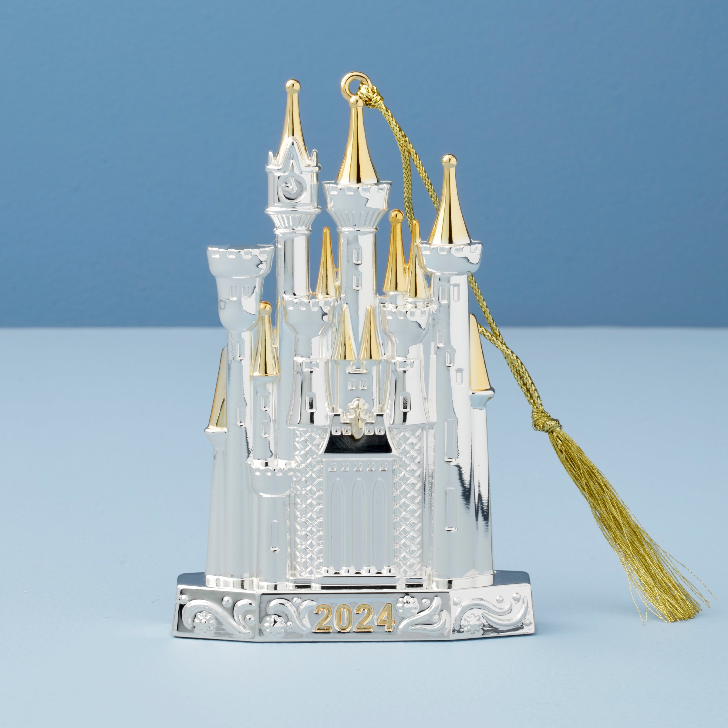 2024 Disney Castle Ornament - Silverplated with Gold Accents