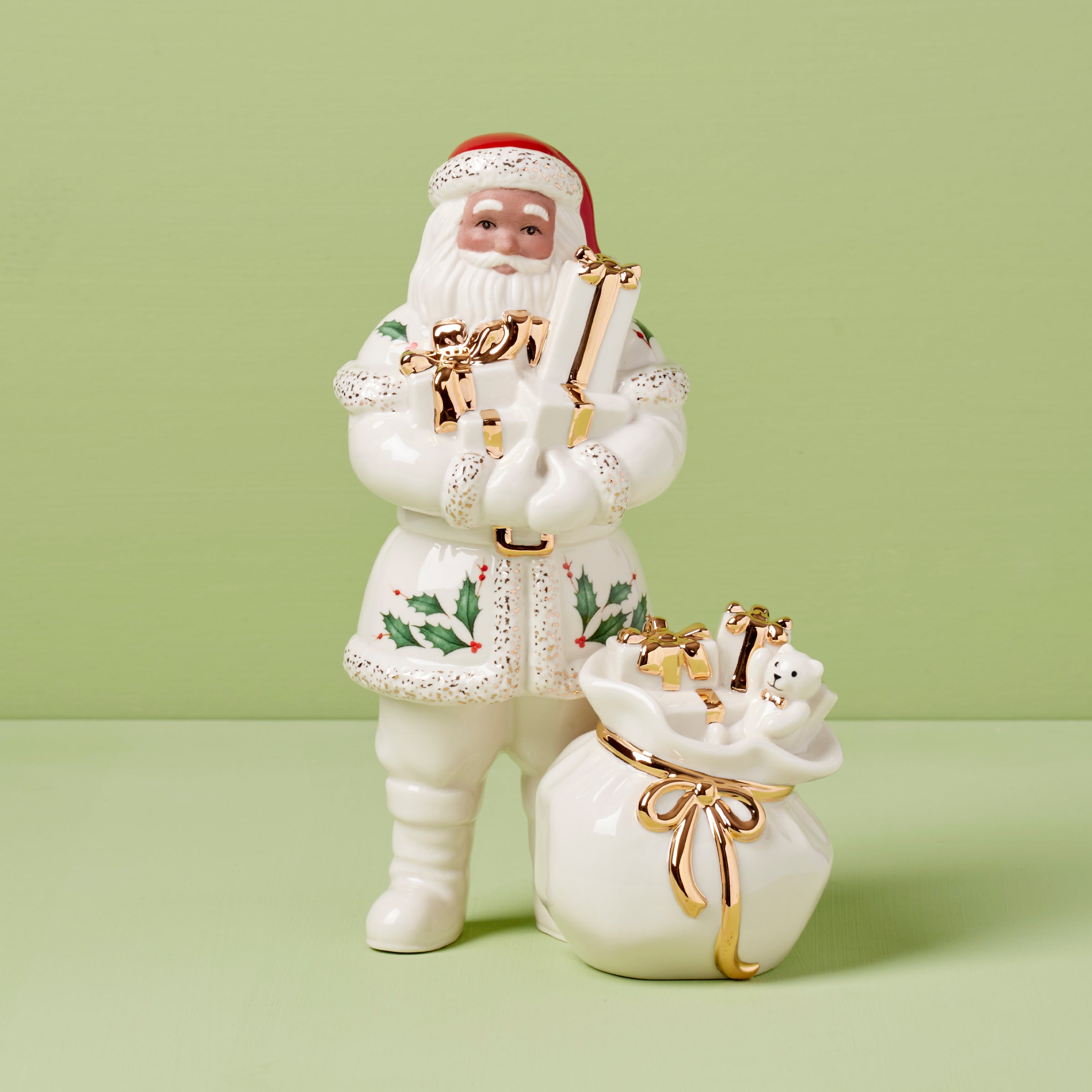 Porcelain African American Santa Claus with Gifts | Festive Holiday Decor