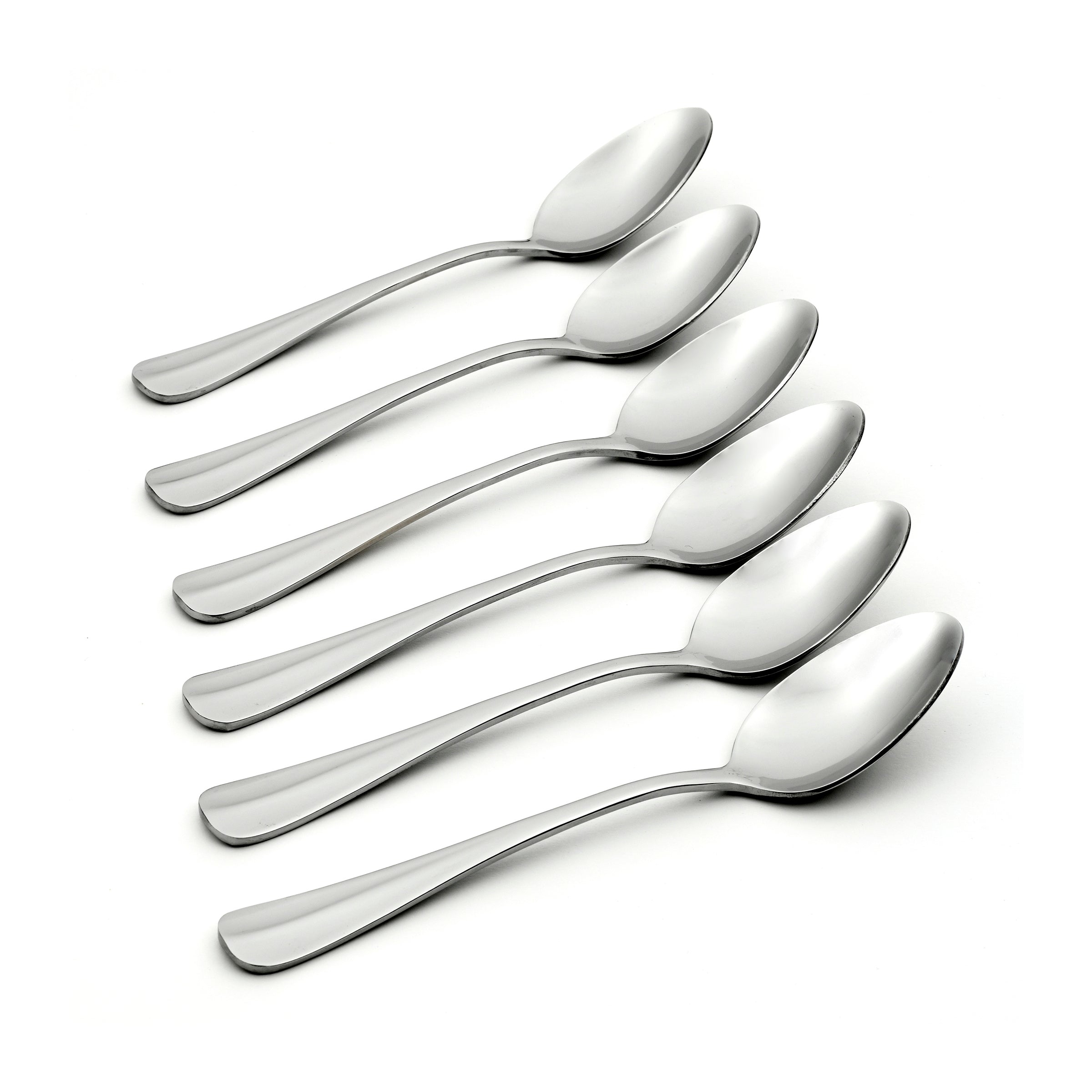 Elegant Dinner Spoons Set of 6 with Curved Handles | Savor