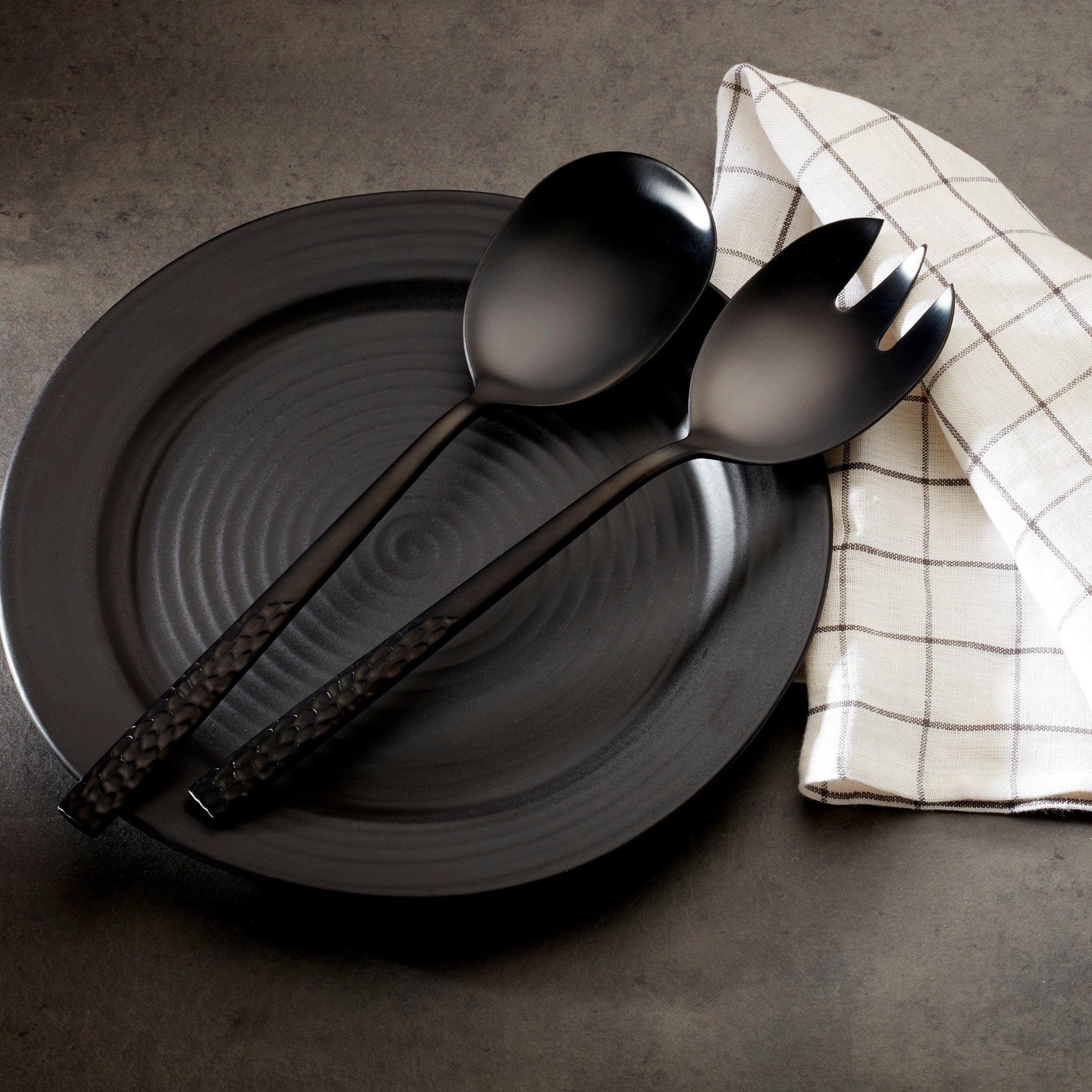 Midnight Black Salad Servers 2-Piece Set | Mezze