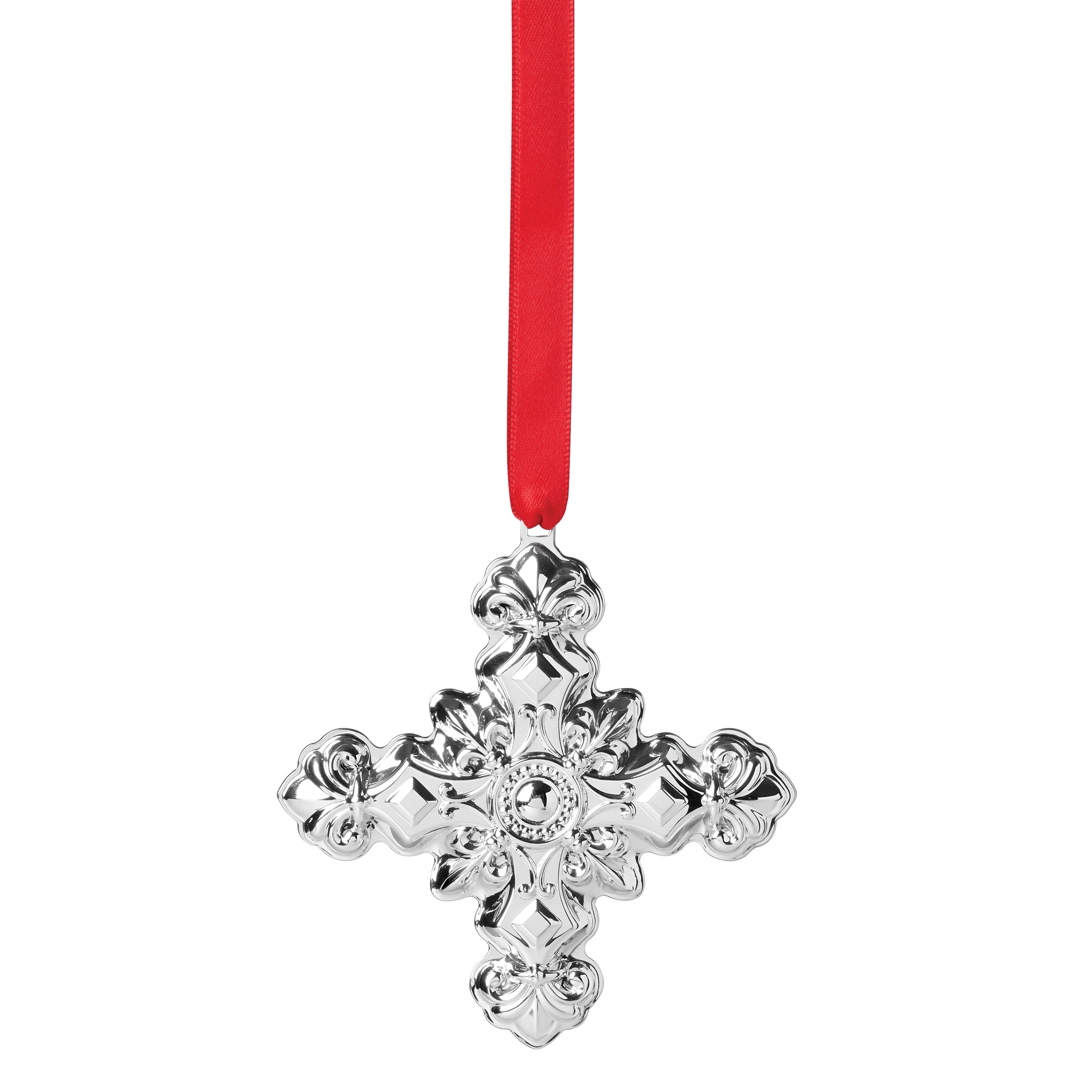Sterling Silver Christmas Cross Ornament with Engraved Accents | 2024 Edition