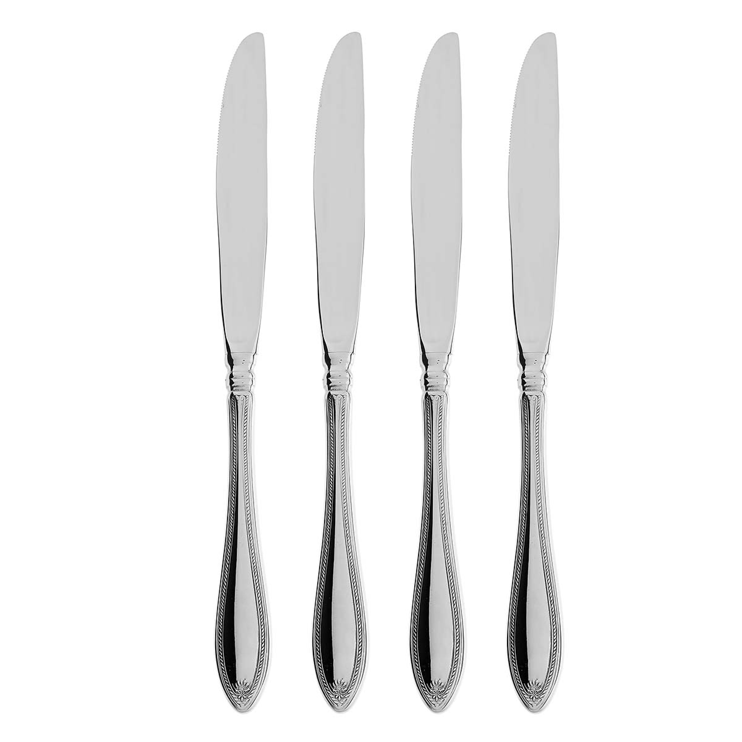 Sheraton Dinner Knives - Set of 4 with Rope Etch Handles