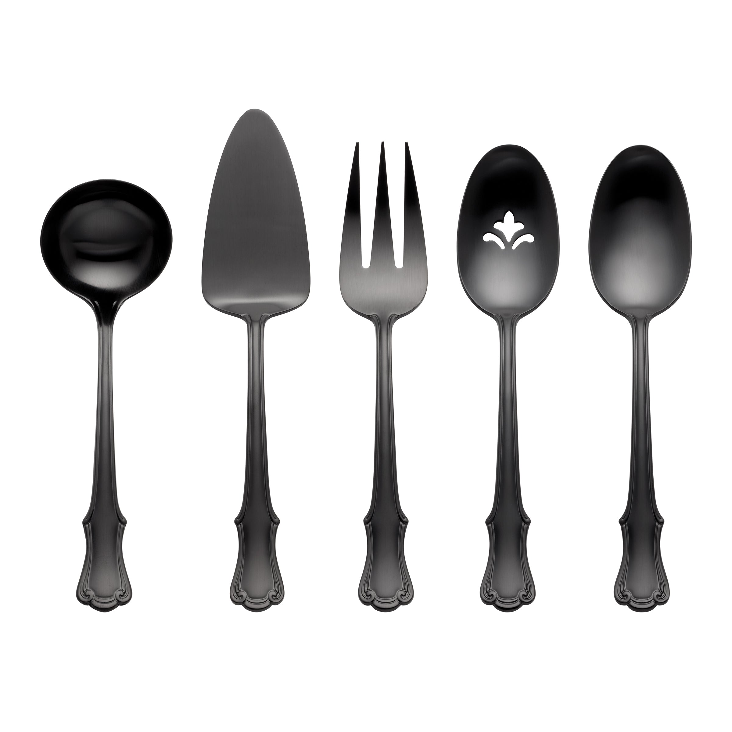 Black Satin 5-Piece Hostess Set for Entertaining | James Street