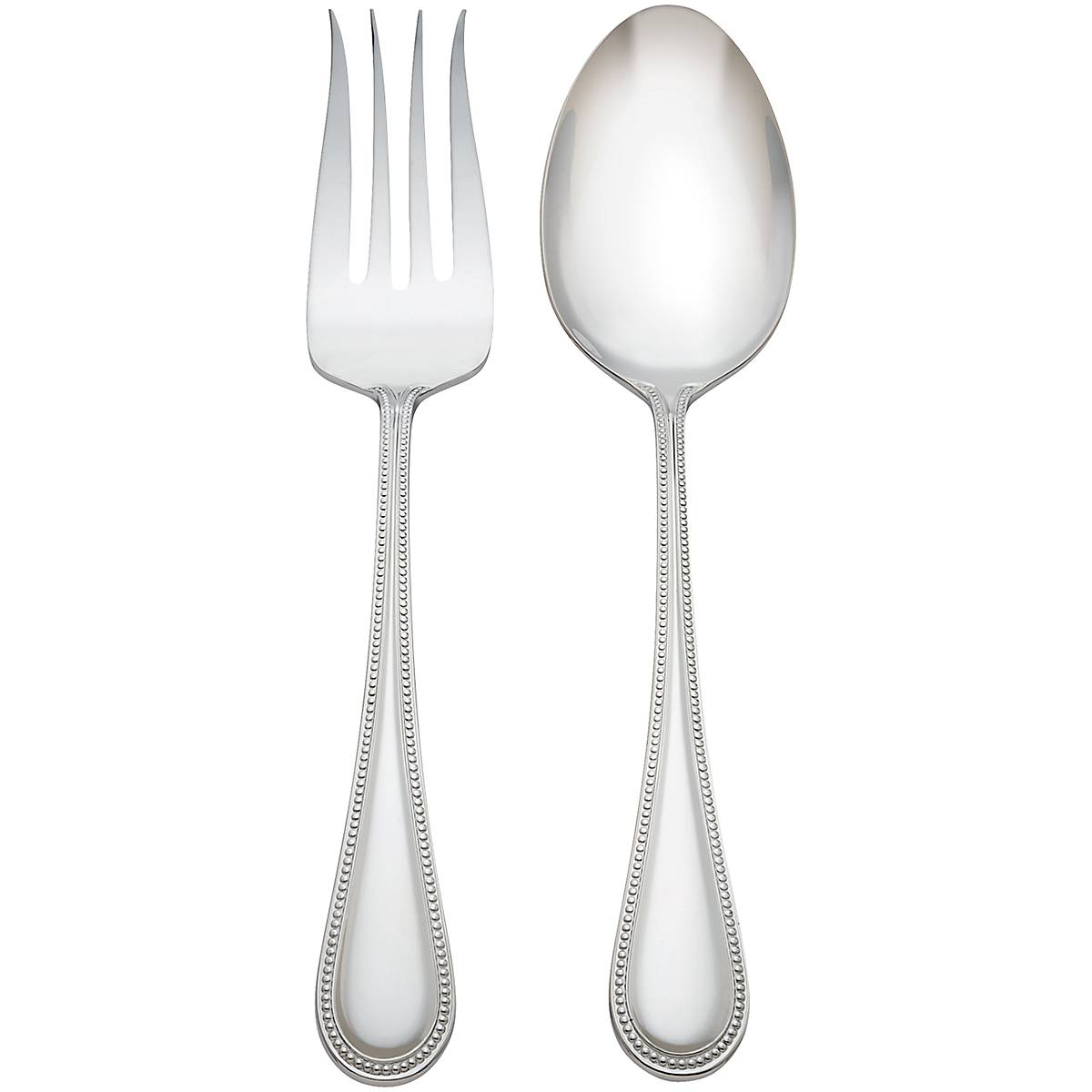 Stainless Steel Salad Servers Set with Beaded Handles | Lyndon Collection