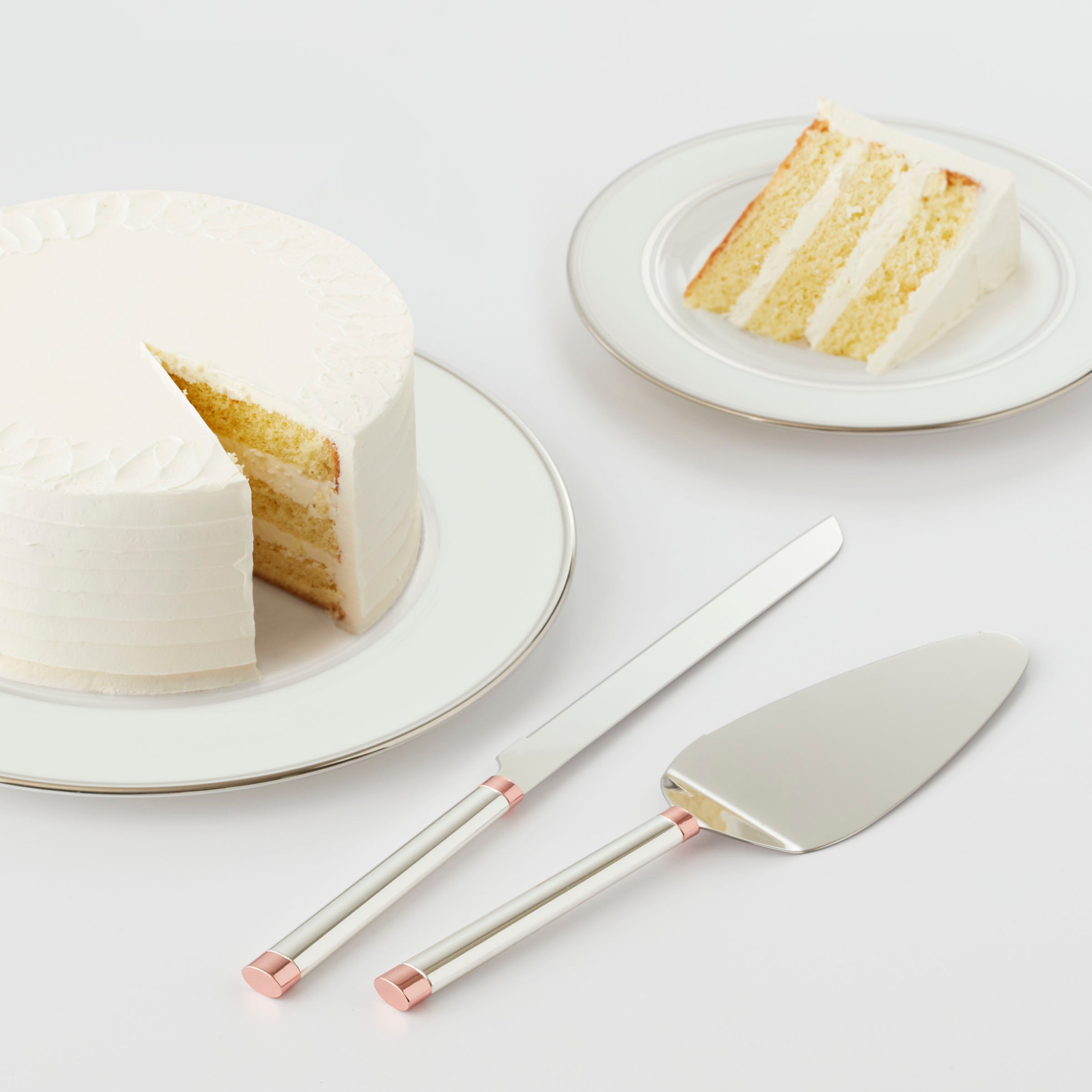 Silver-Plated 2-Piece Dessert Set | Rosy Glow Collection