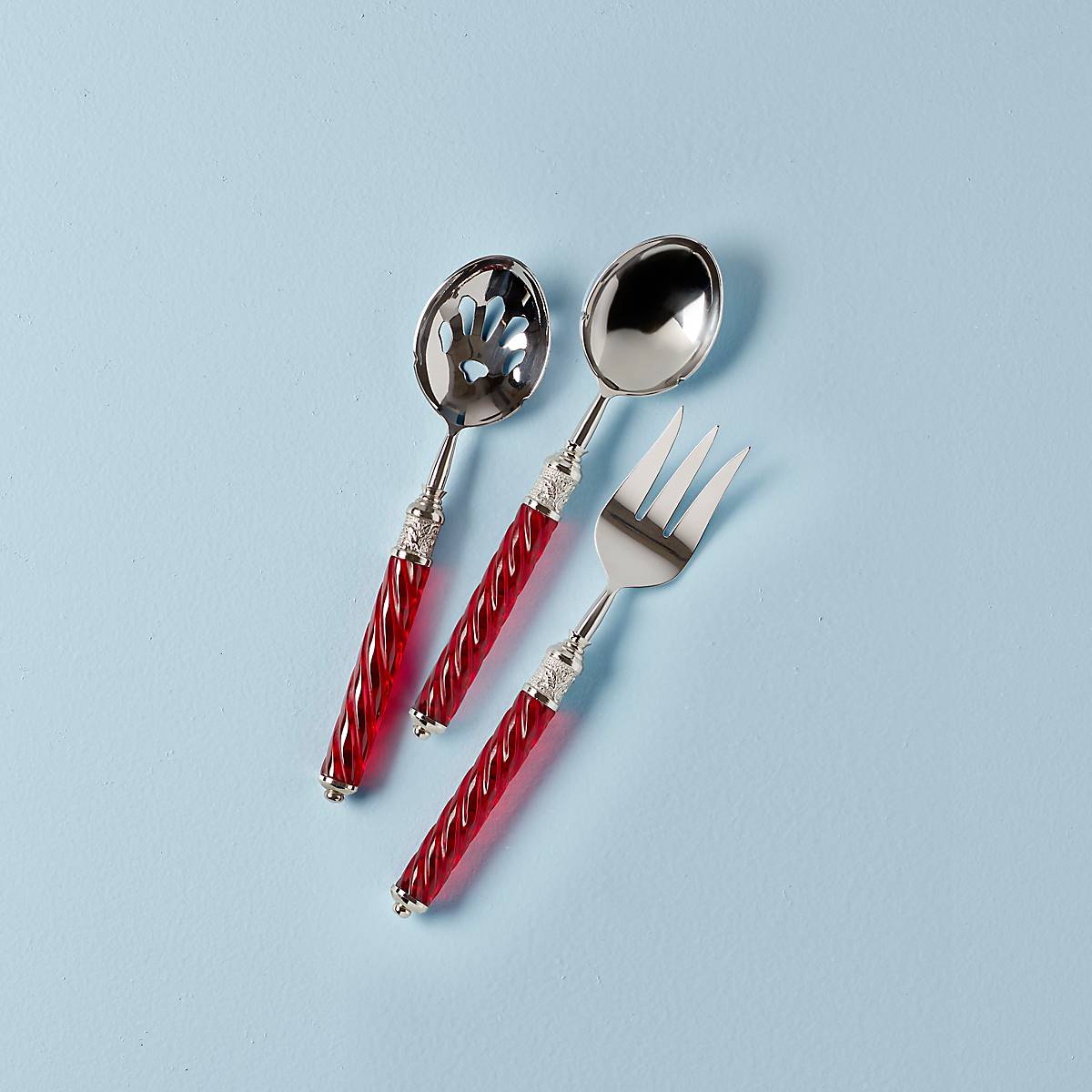 Festive Red Spiral 3-Piece Serving Set | Holiday Jewel