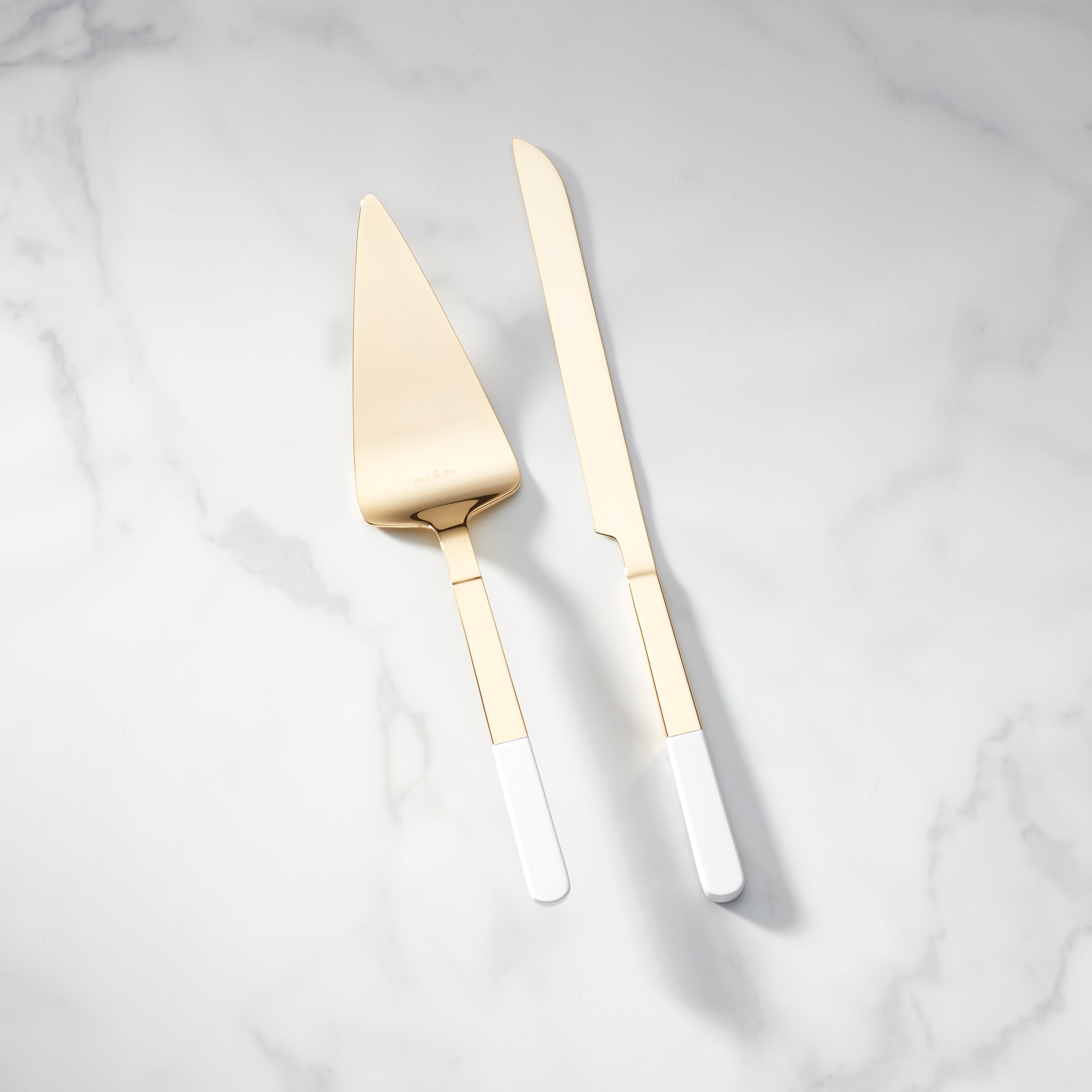 Gold-Tone Dessert Set with White Resin Handles | Kate Spade