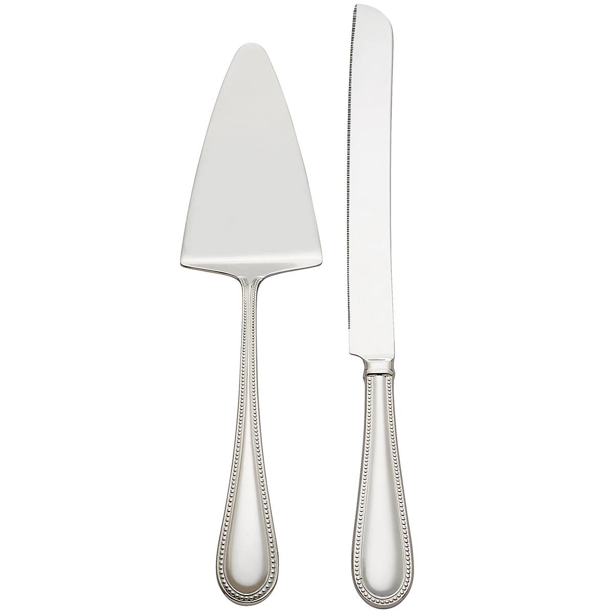 Stainless Steel Cake Knife & Server Set with Beaded Handles | Lyndon