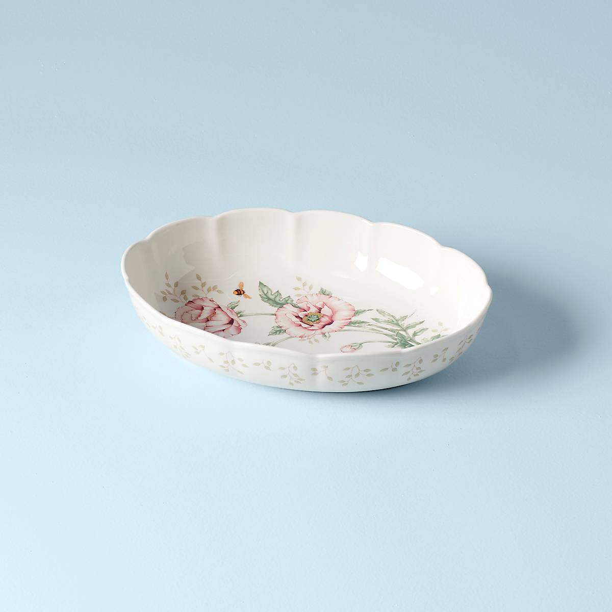 Scalloped Ceramic Oval Baker - Butterfly Meadow | Oven & Dishwasher Safe