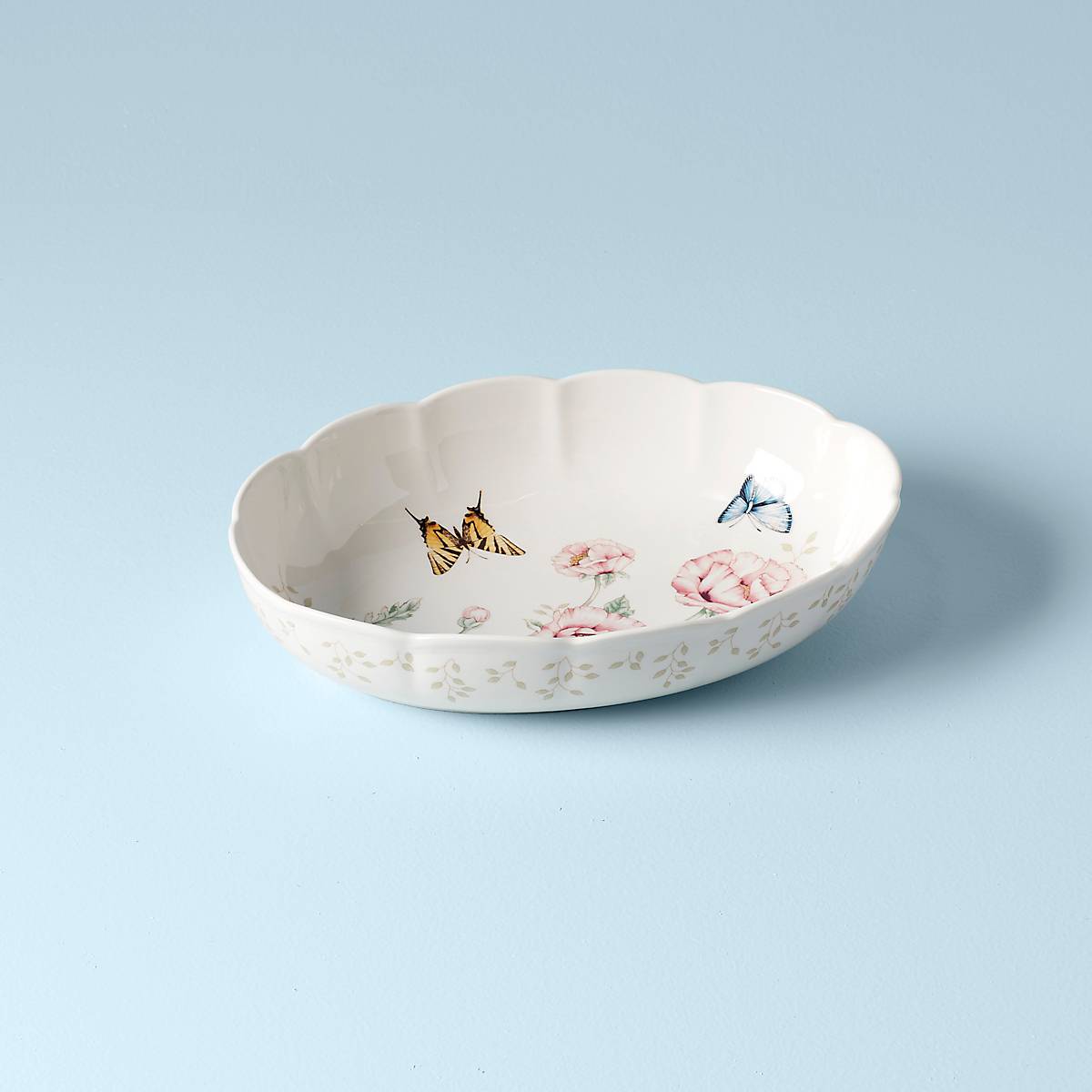 Scalloped Ceramic Oval Baker - Butterfly Meadow | Oven & Dishwasher Safe
