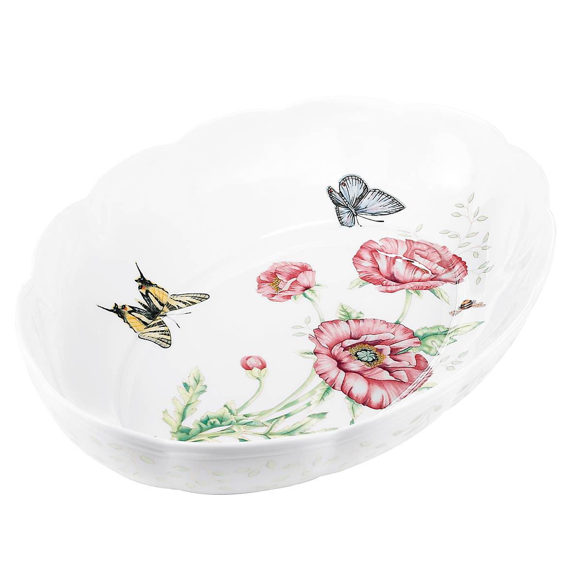 Scalloped Ceramic Oval Baker - Butterfly Meadow | Oven & Dishwasher Safe