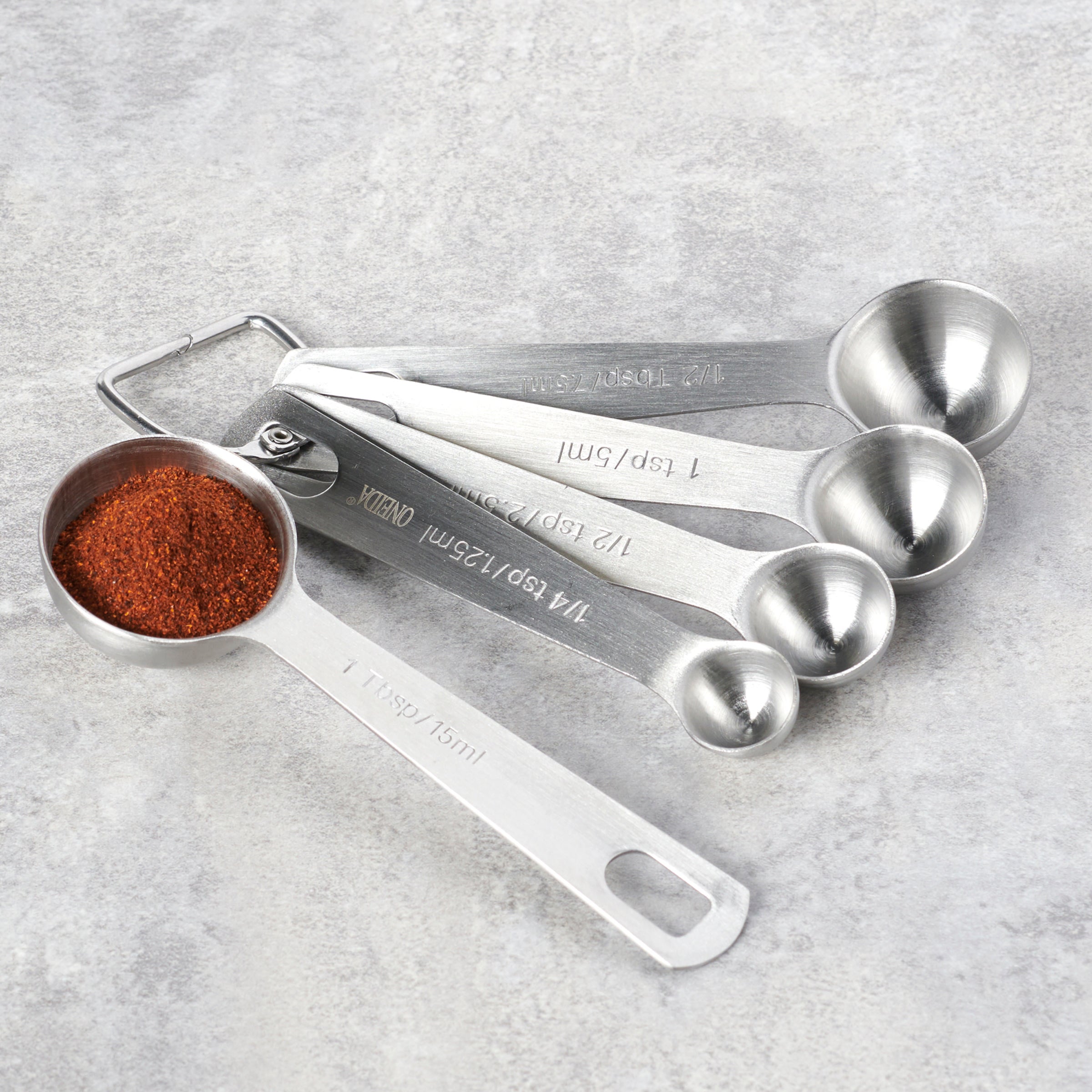 Stainless Steel Measuring Spoons Set with Imperial & Metric Units | Oneida