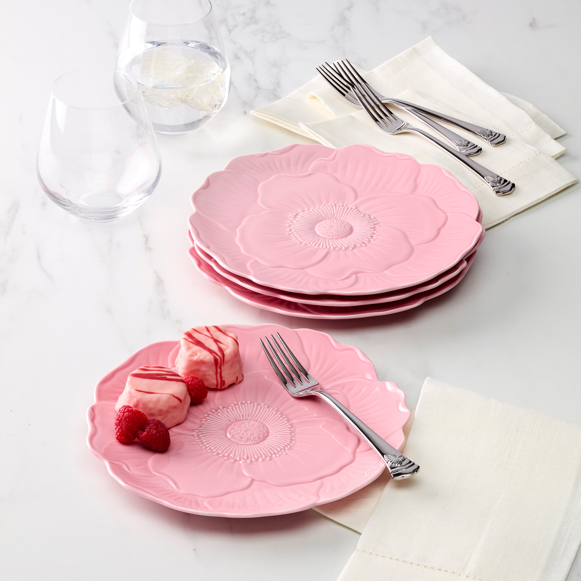 Floral Pink Accent Plates - Set of 4 | Butterfly Meadow Collection