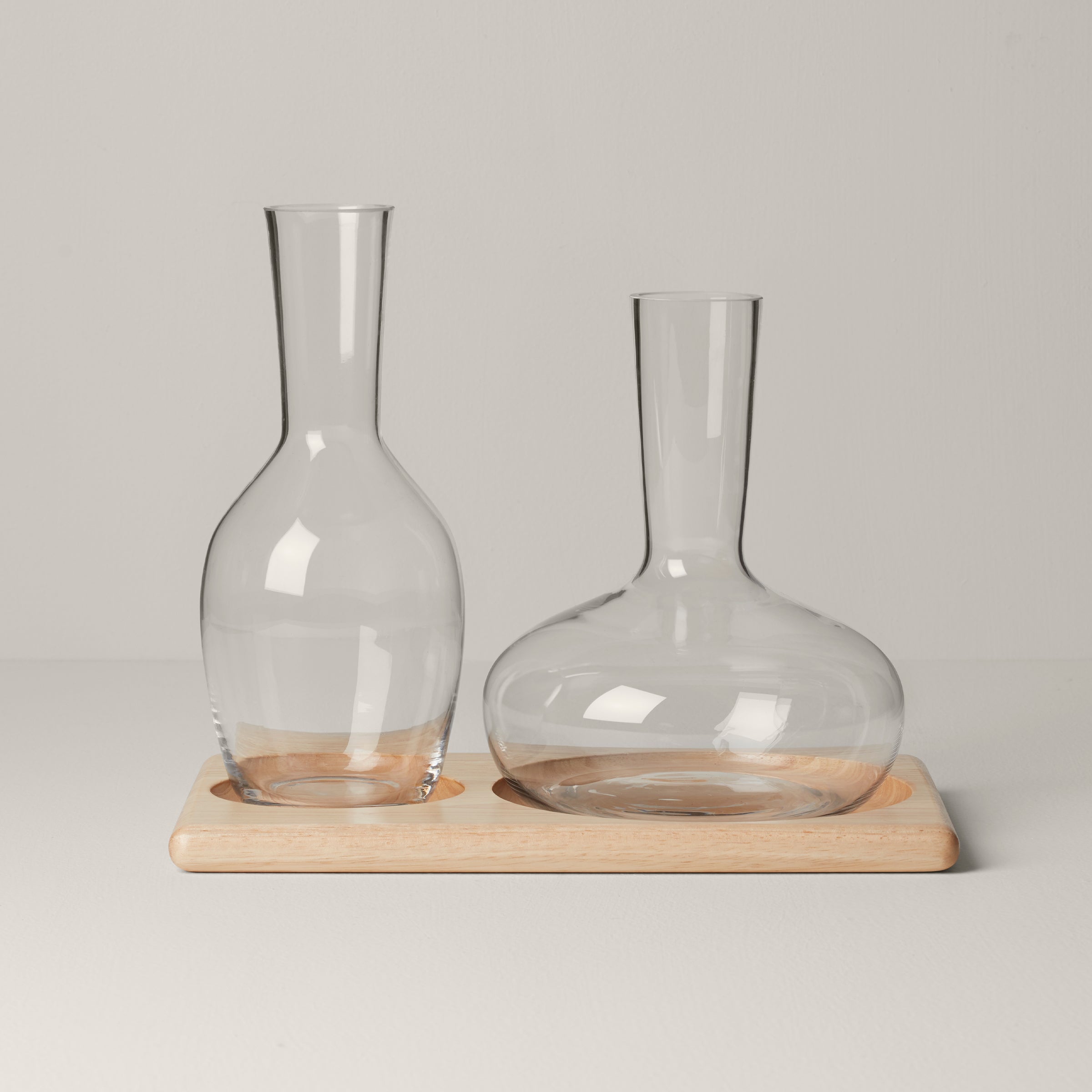 3-Piece Glass Carafe Set with Wooden Tray | Tuscany Classics
