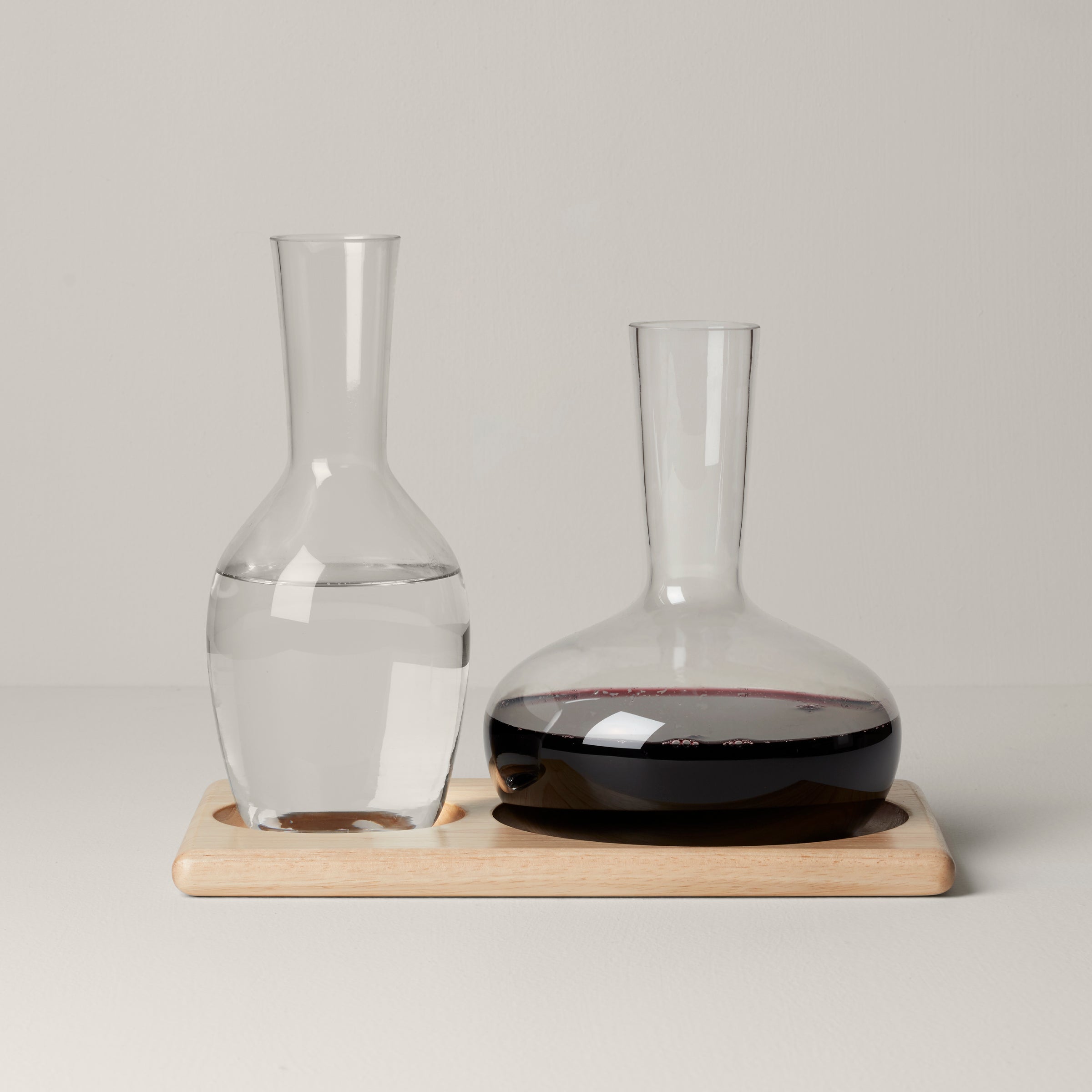 3-Piece Glass Carafe Set with Wooden Tray | Tuscany Classics