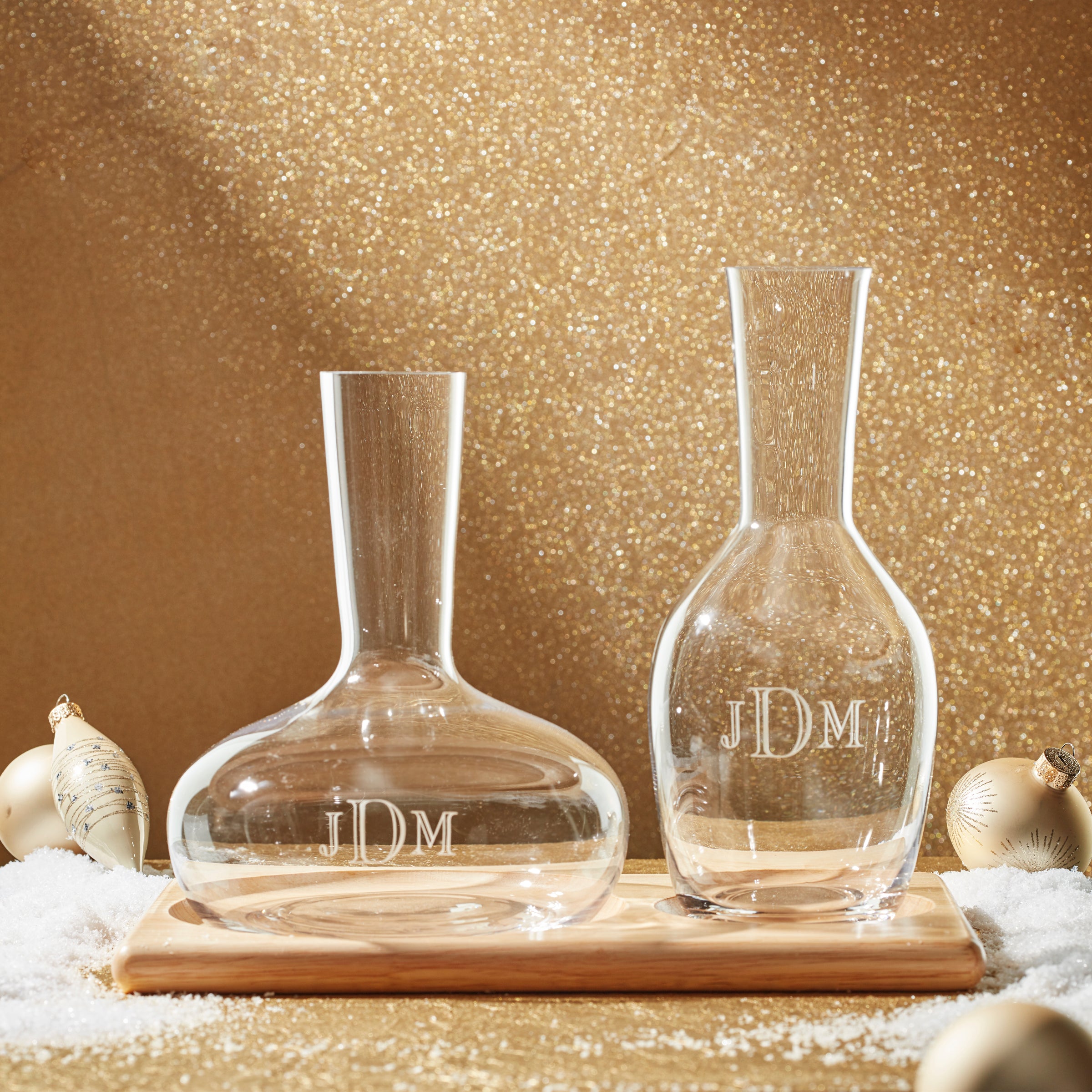 3-Piece Glass Carafe Set with Wooden Tray | Tuscany Classics