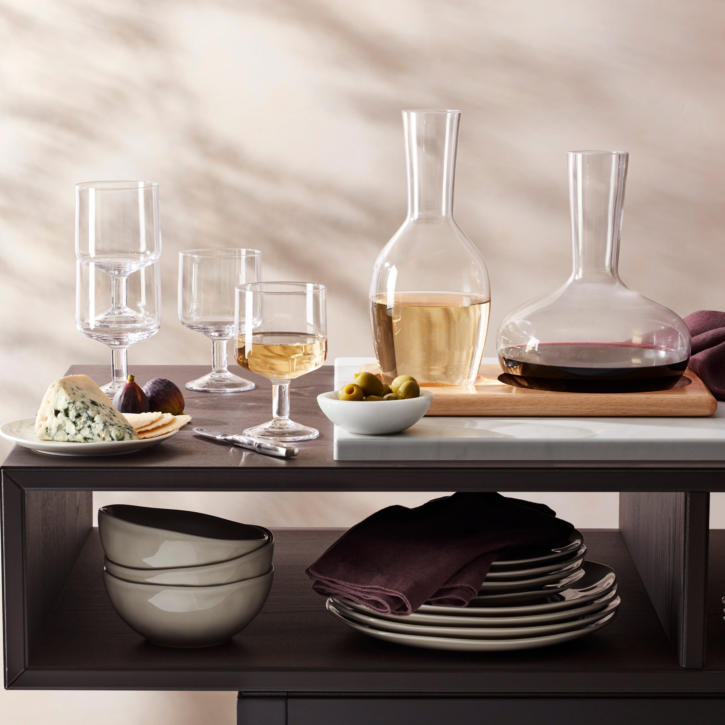 3-Piece Glass Carafe Set with Wooden Tray | Tuscany Classics