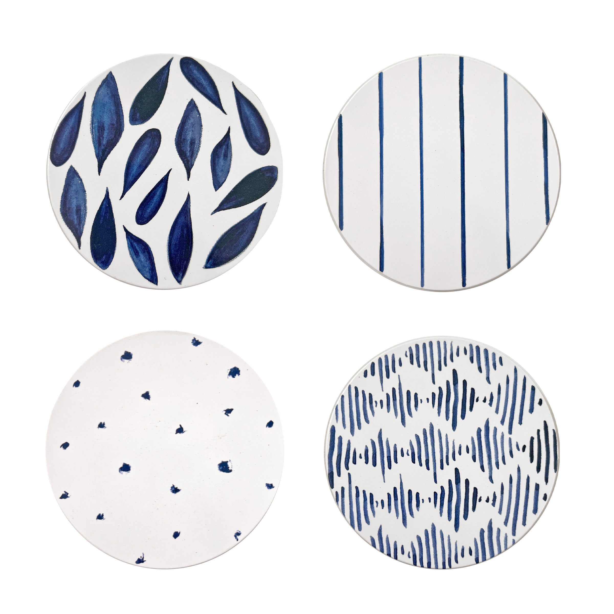 Textile-Inspired Cork Coasters Set of 4 | Blue Bay