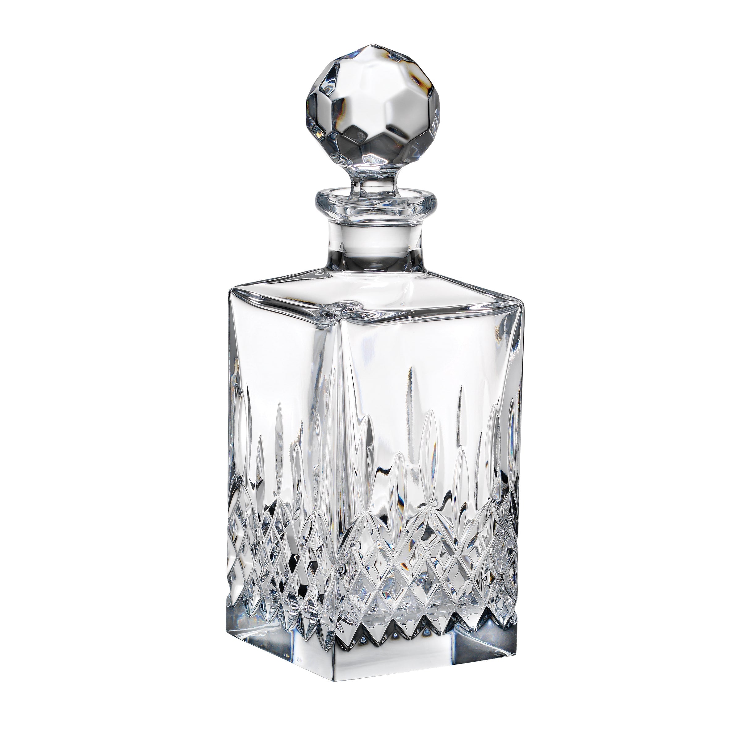 Hamilton Crystal Decanter with Faceted Stopper for Home Bar | Elegant Geometric Design