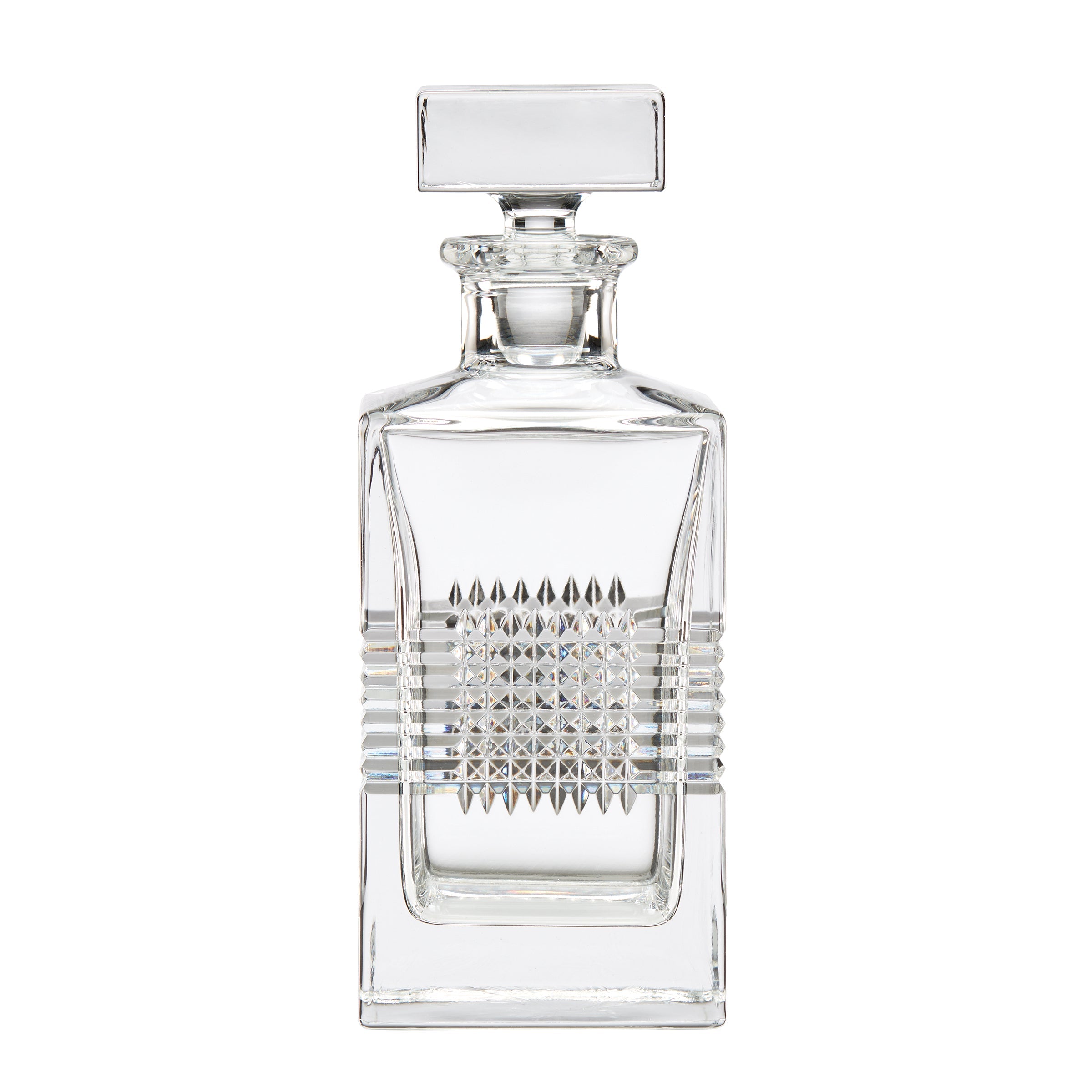 Crystal Decanter with Artisanal Crosshatched Pattern | Sloane