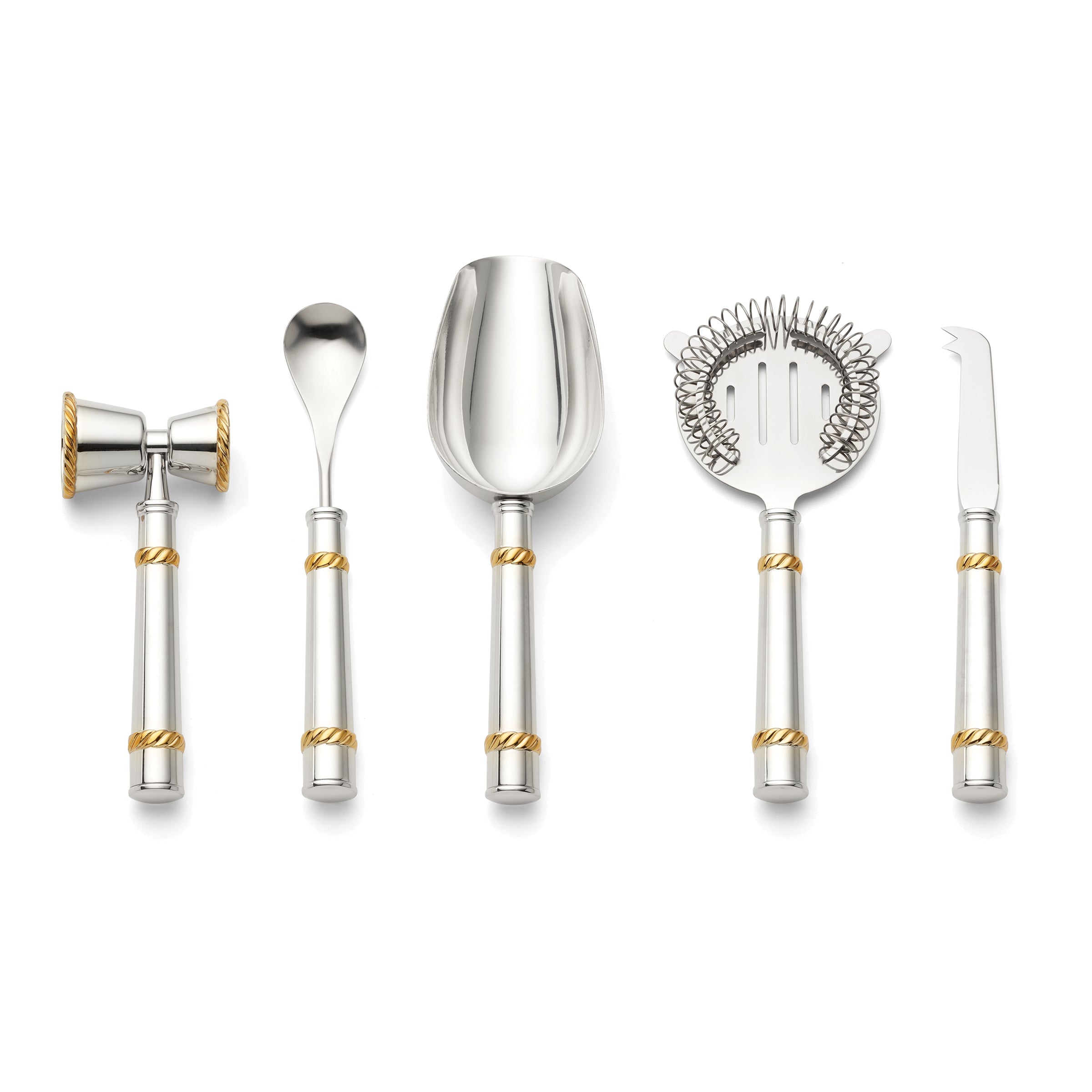 5-Piece Bar Tool Set with Nickel-Plated Mixology Tools | Roseland