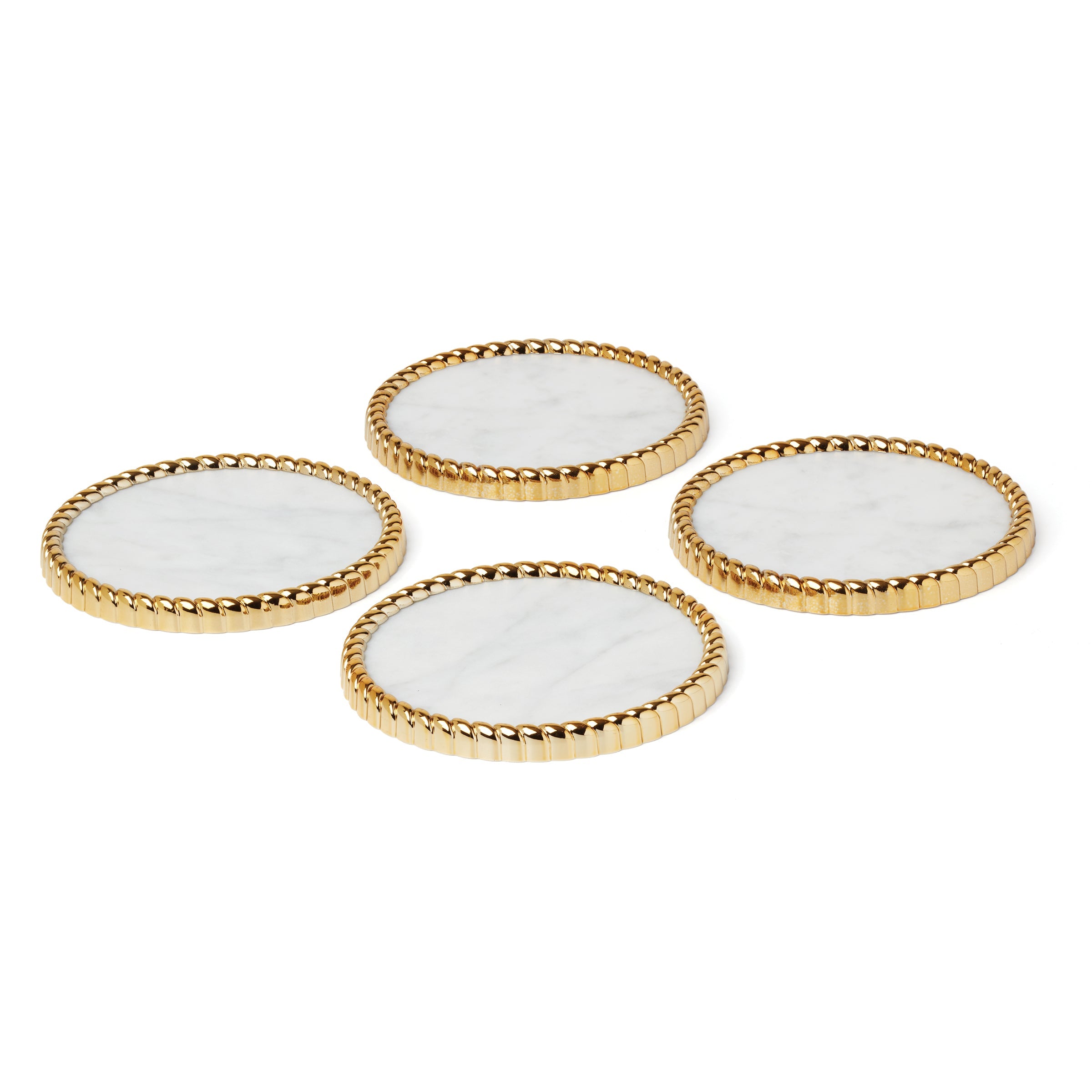 Elegant Nickel-Plated Coasters Set of 4 with Golden Braids | Roseland