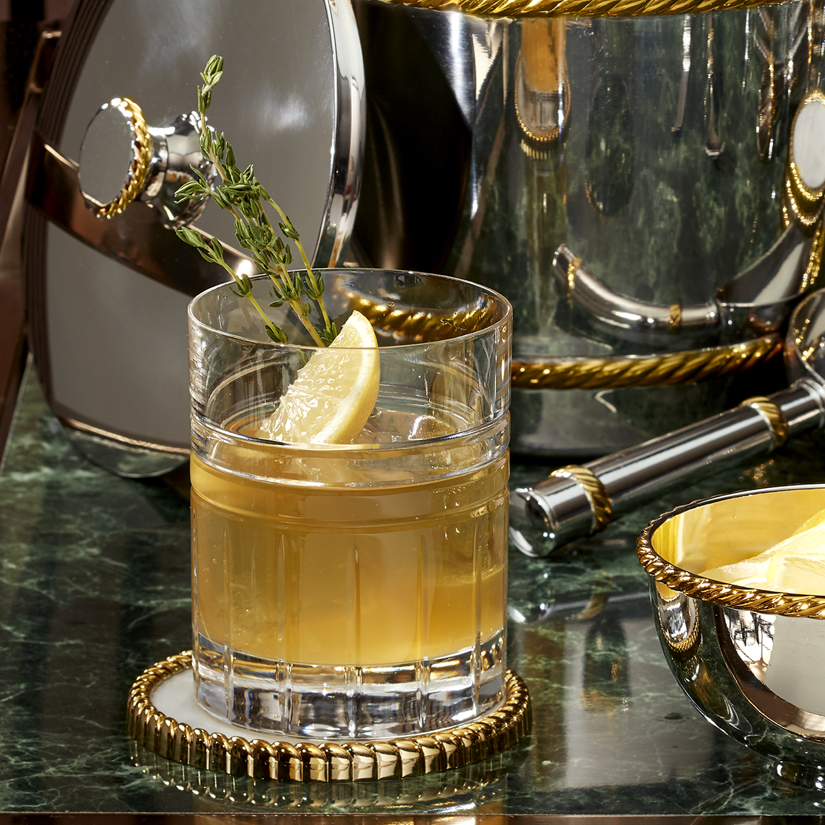 Elegant Nickel-Plated Coasters Set of 4 with Golden Braids | Roseland
