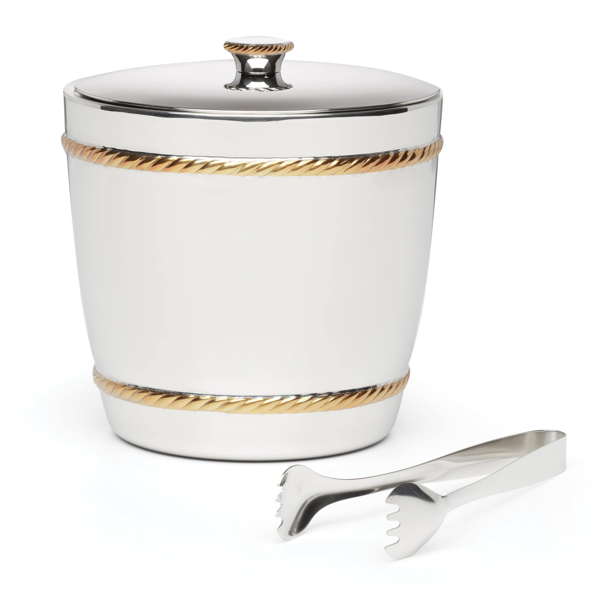 Elegant Nickel-Plated Ice Bucket with Tongs | Roseland Collection