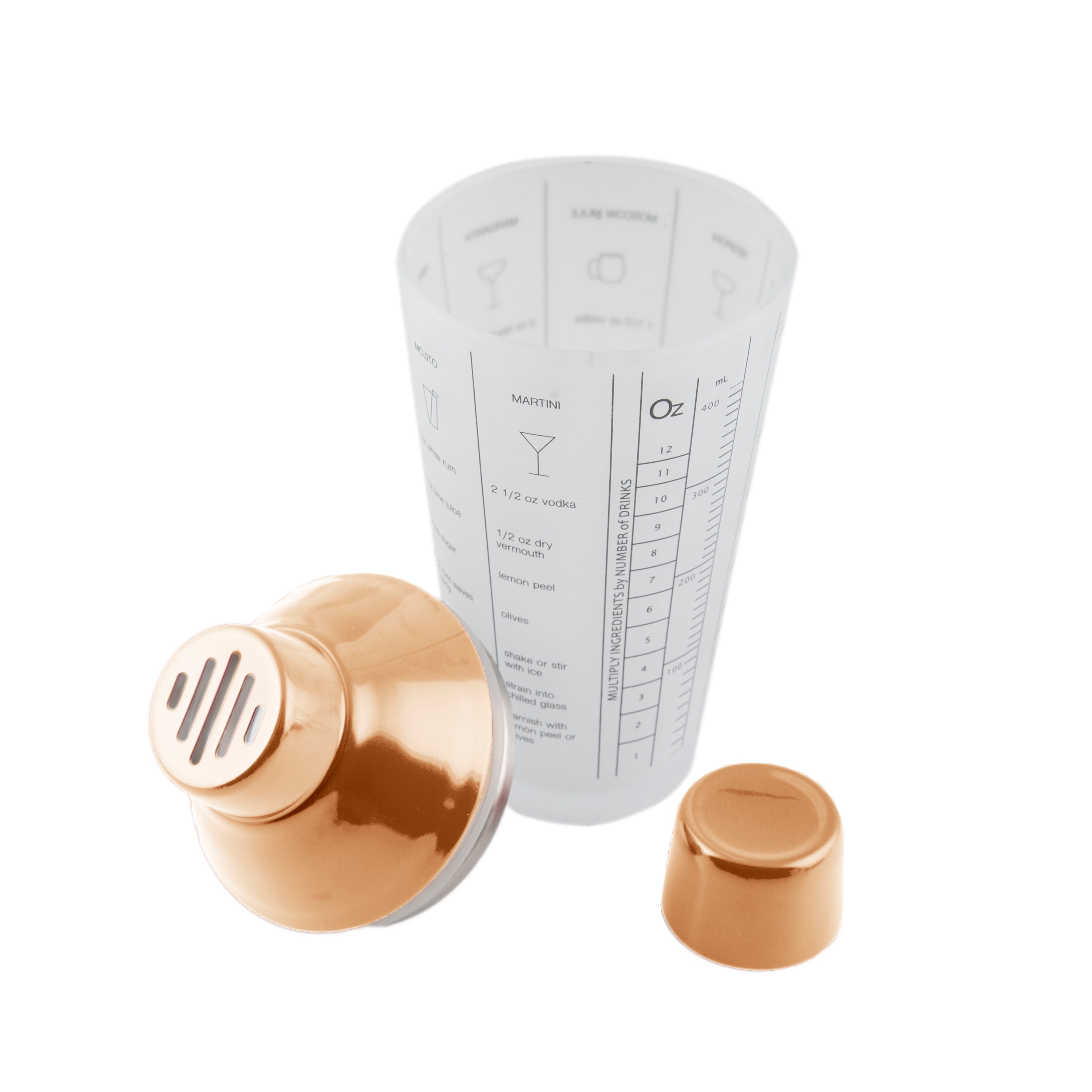 Copper Mixology Set 5-Piece with Recipe Shaker & Muddler | Bar Essentials