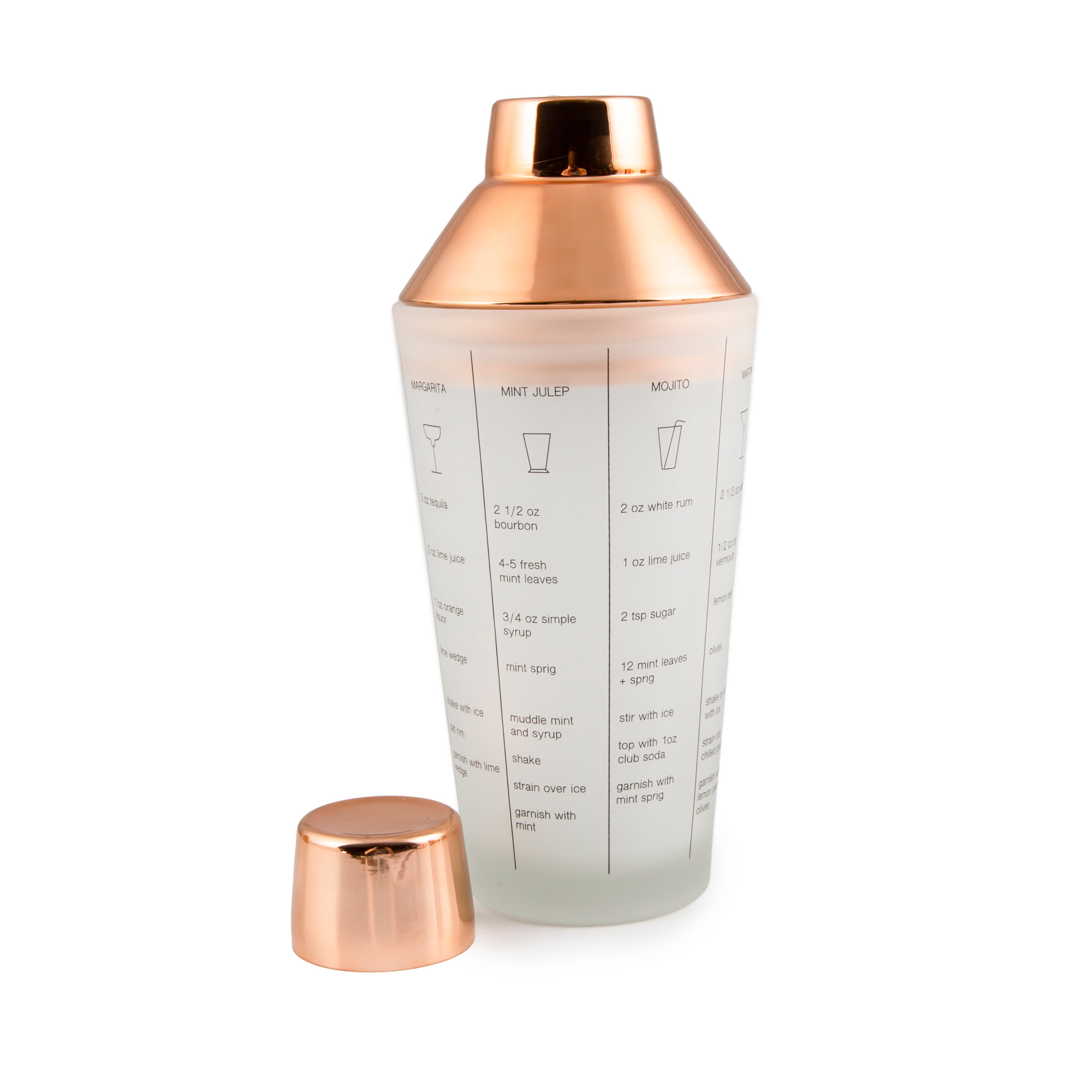 Copper Mixology Set 5-Piece with Recipe Shaker & Muddler | Bar Essentials