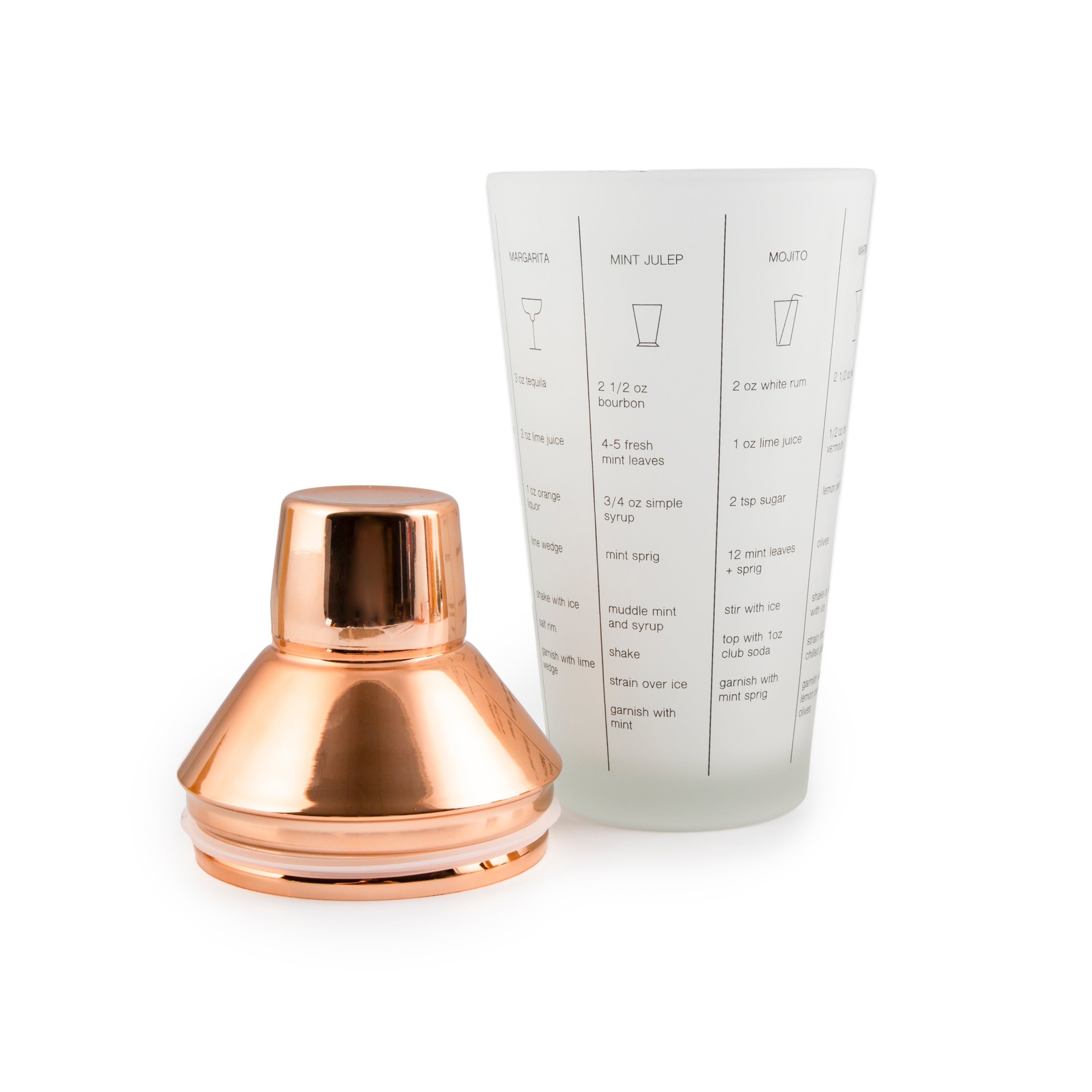 Copper Mixology Set 5-Piece with Recipe Shaker & Muddler | Bar Essentials