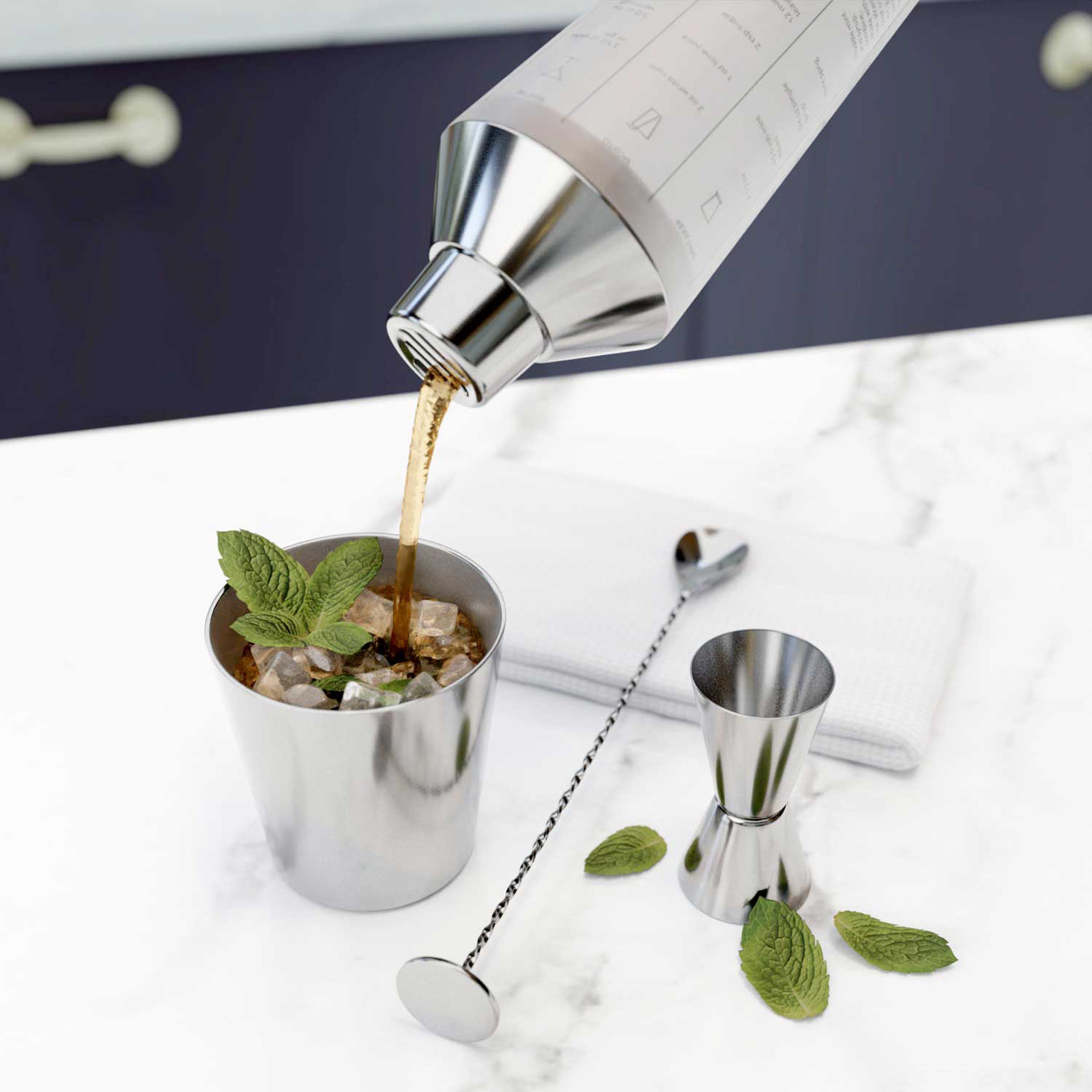 5-Piece Mixology Set with Stainless Steel Tools & Recipe Shaker | Bar Essentials