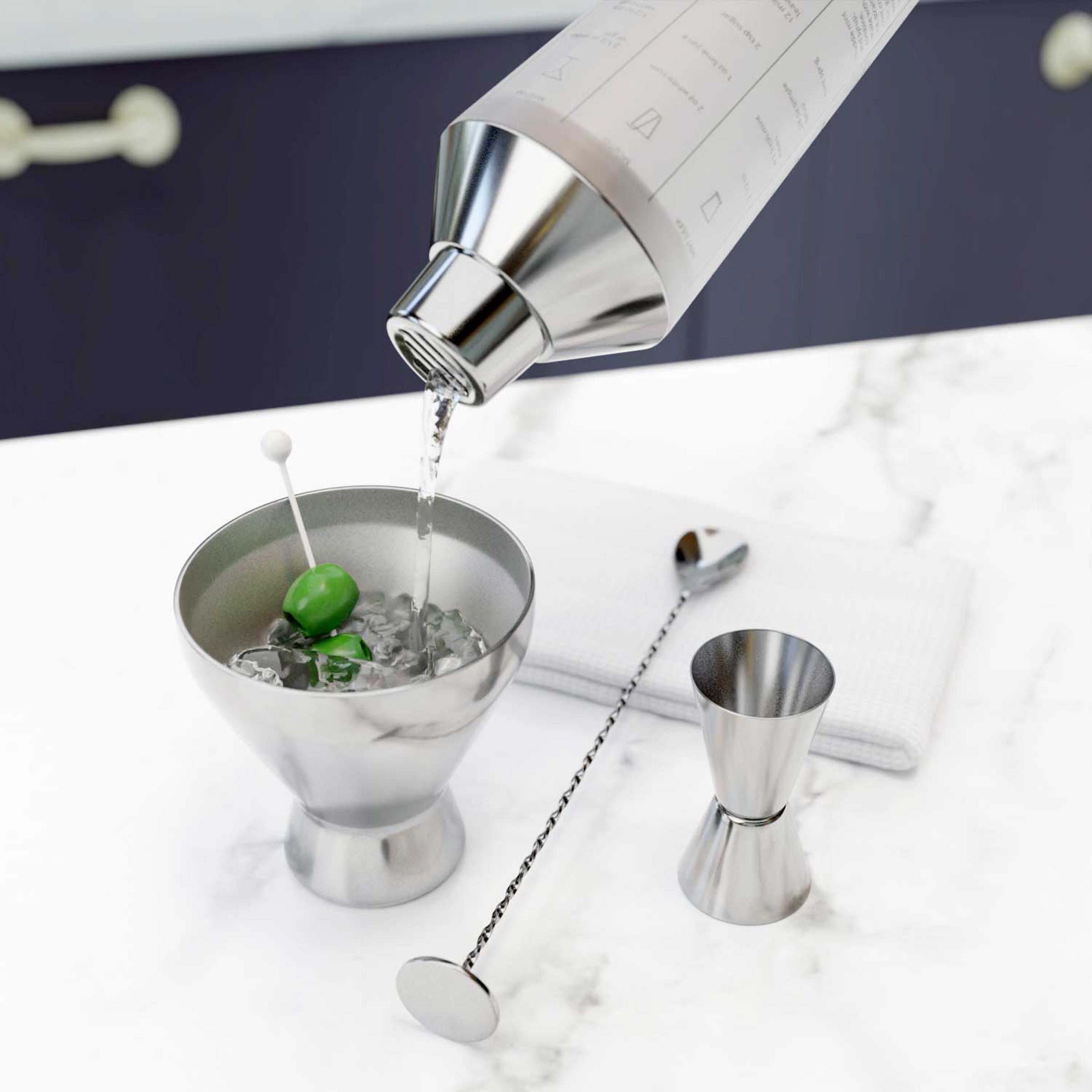 5-Piece Mixology Set with Stainless Steel Tools & Recipe Shaker | Bar Essentials