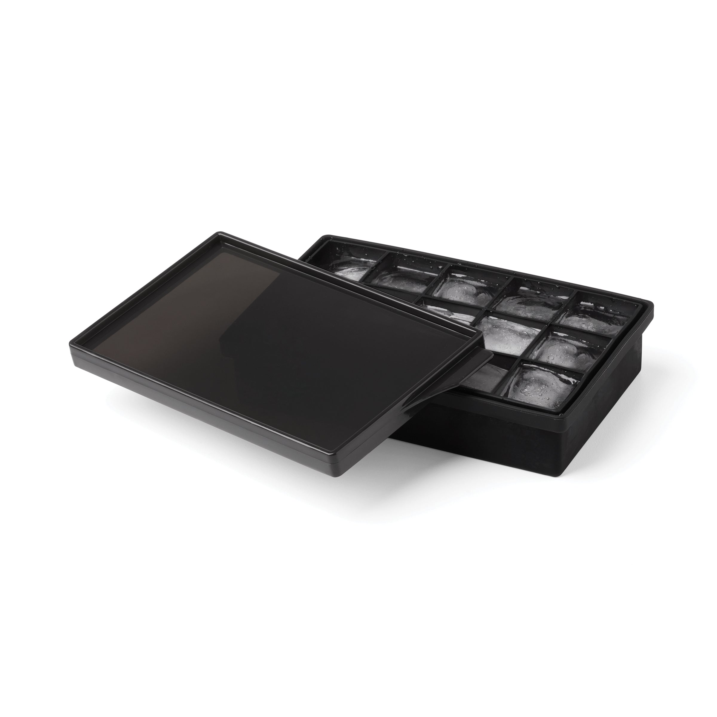 Black Silicone Ice Cube Mold with Lid for Cocktails | 15-Cube