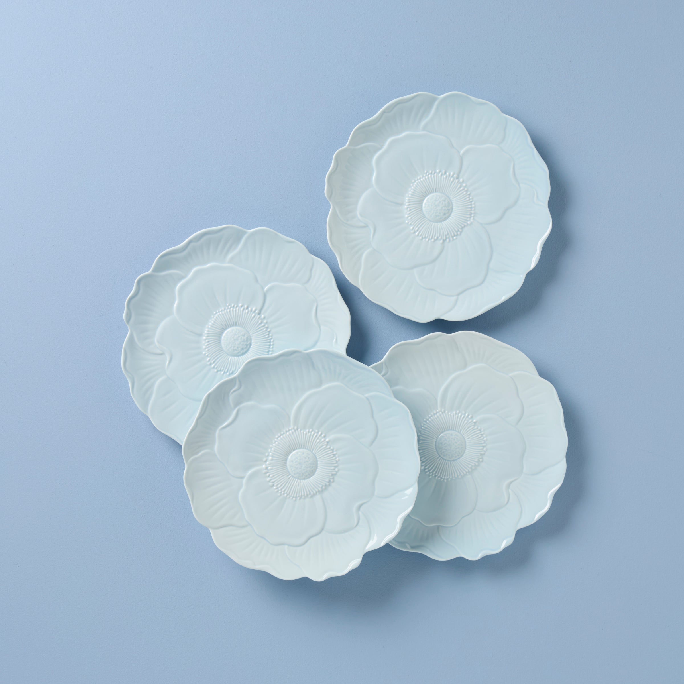 Floral Blue Accent Plates - Set of 4 | Butterfly Meadow Collection
