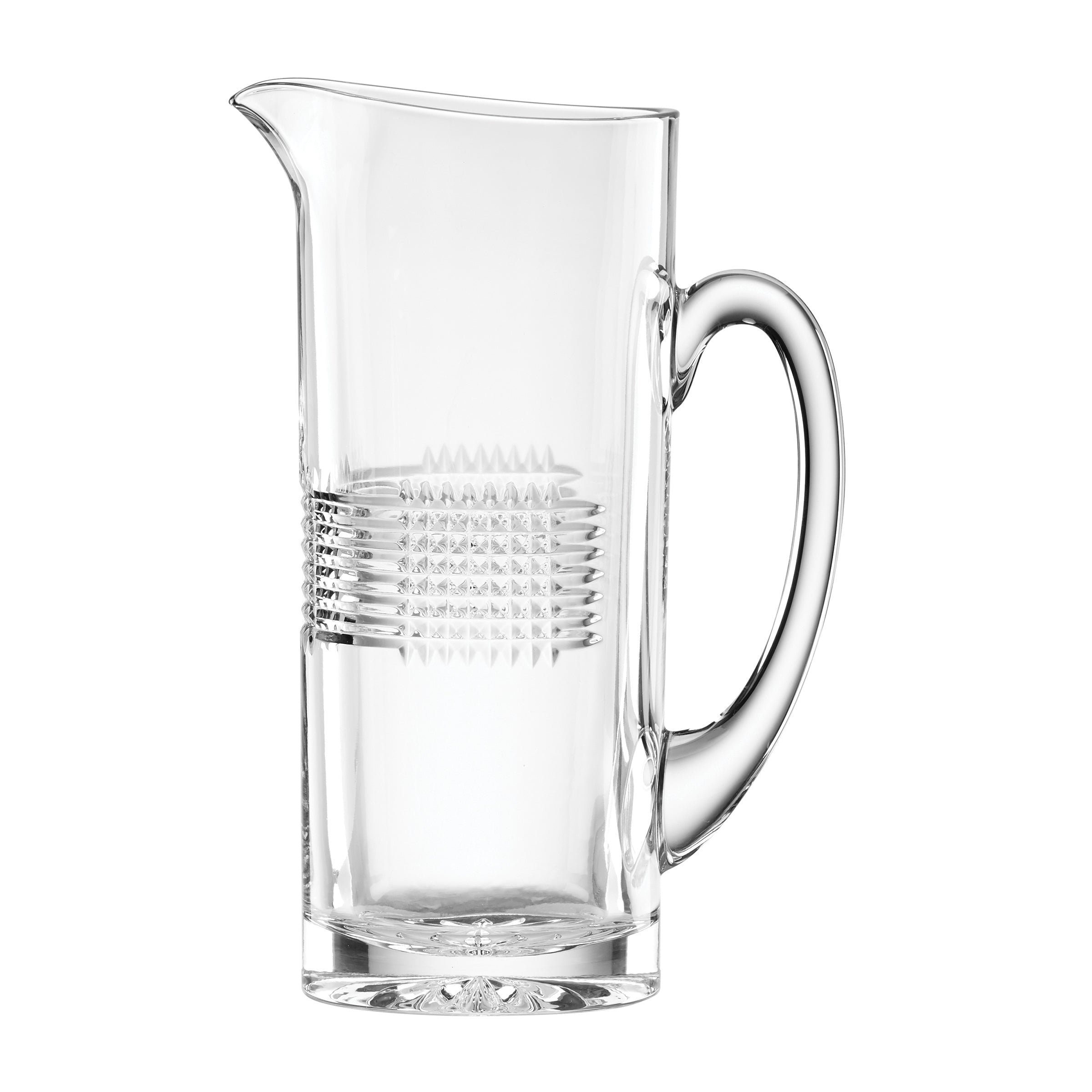 Crystal Pitcher with Artisanal Crosshatch Design | Sloane