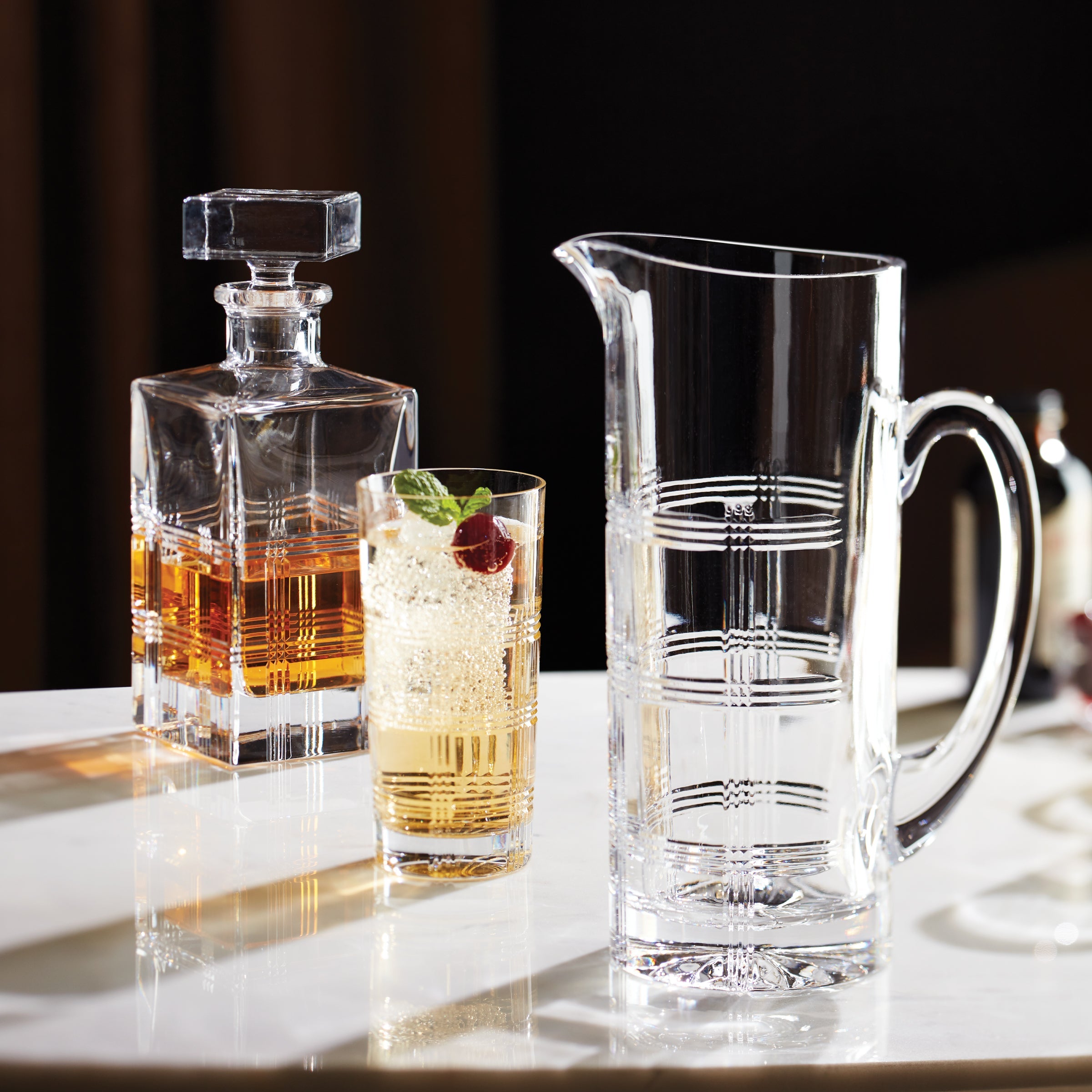 Hand-Cut Crystal Pitcher for Bar & Entertaining | Hudson