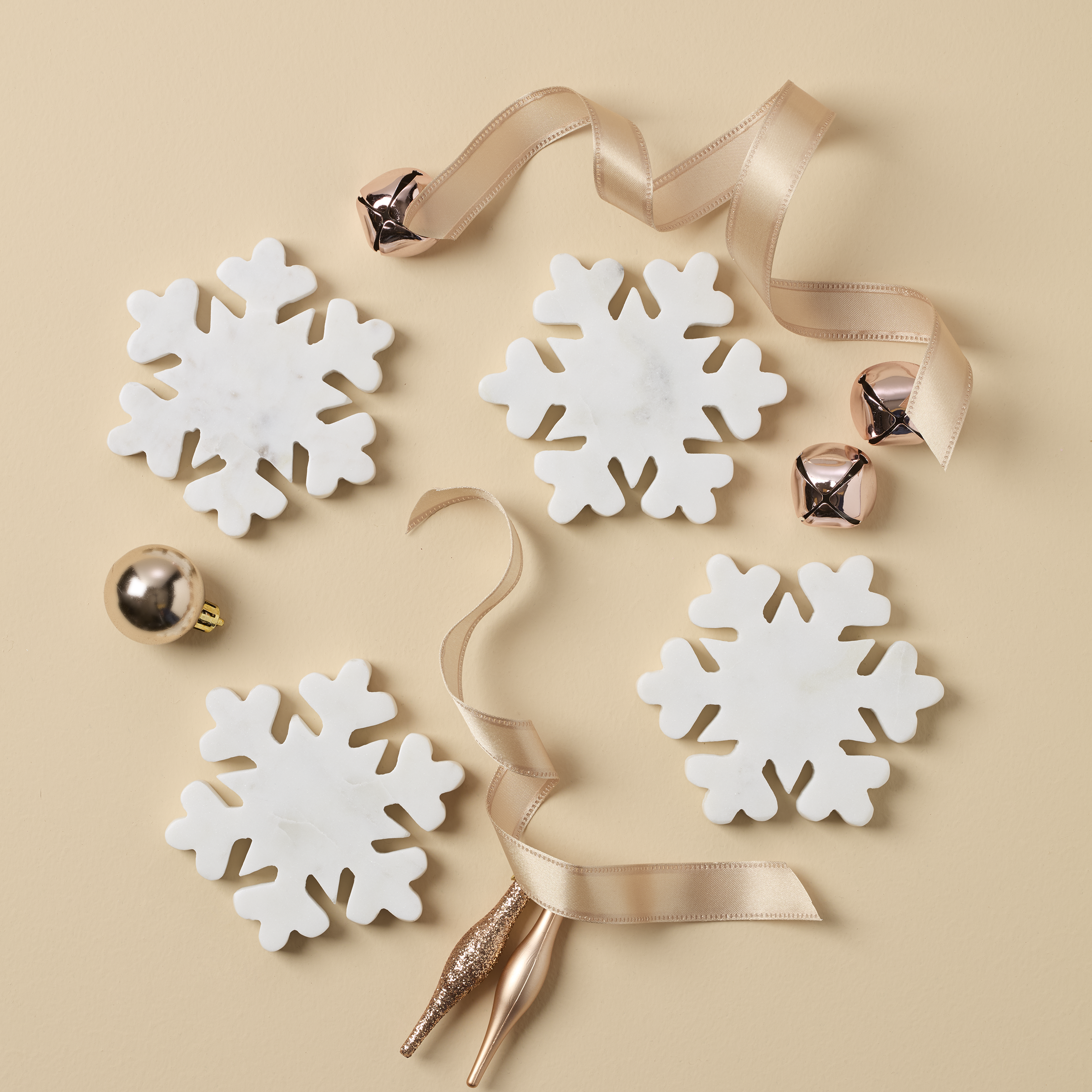 White Marble Snowflake Coasters | Handcrafted Winter Gift
