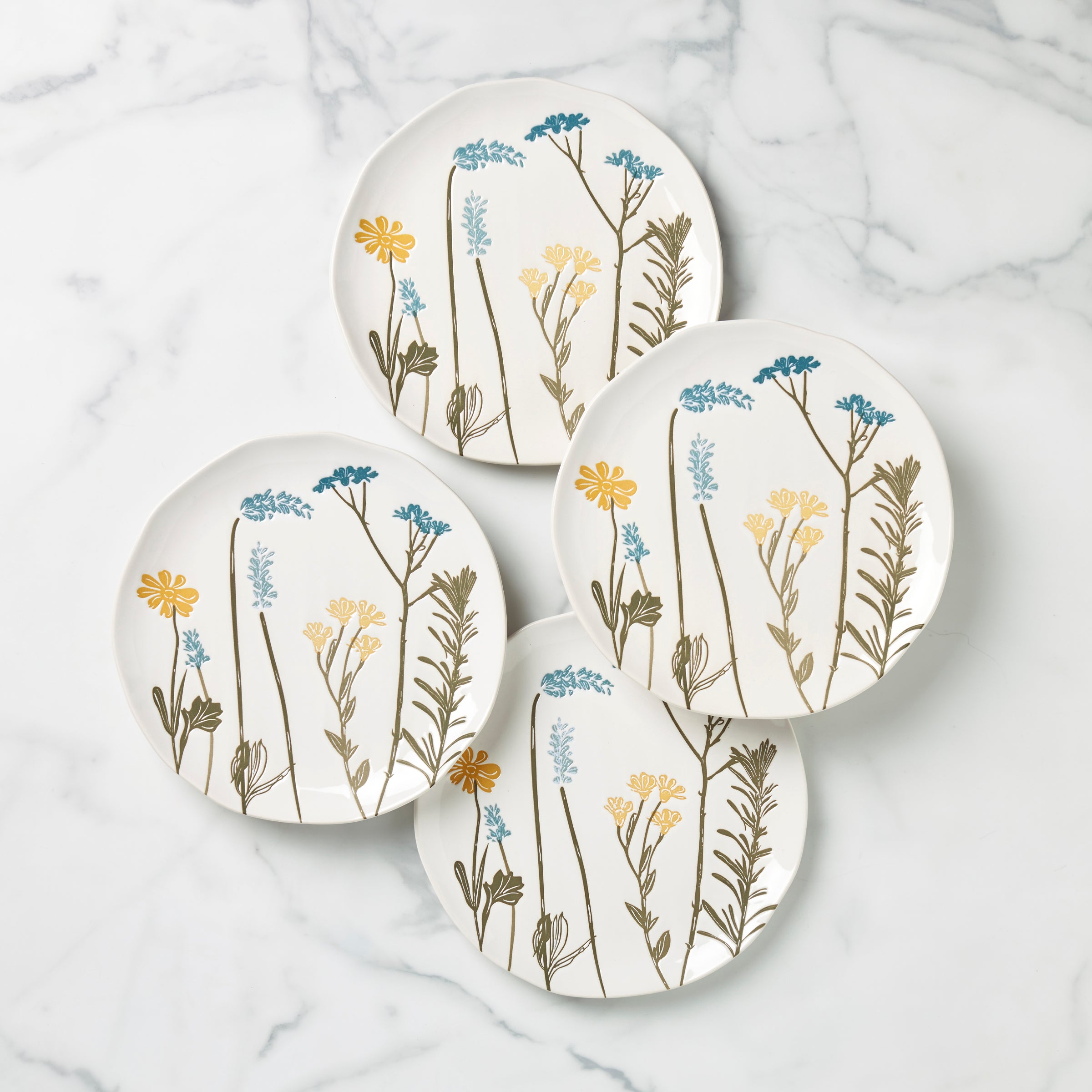 Wildflower Accent Plates Set of 4 | Stoneware Spring Tableware