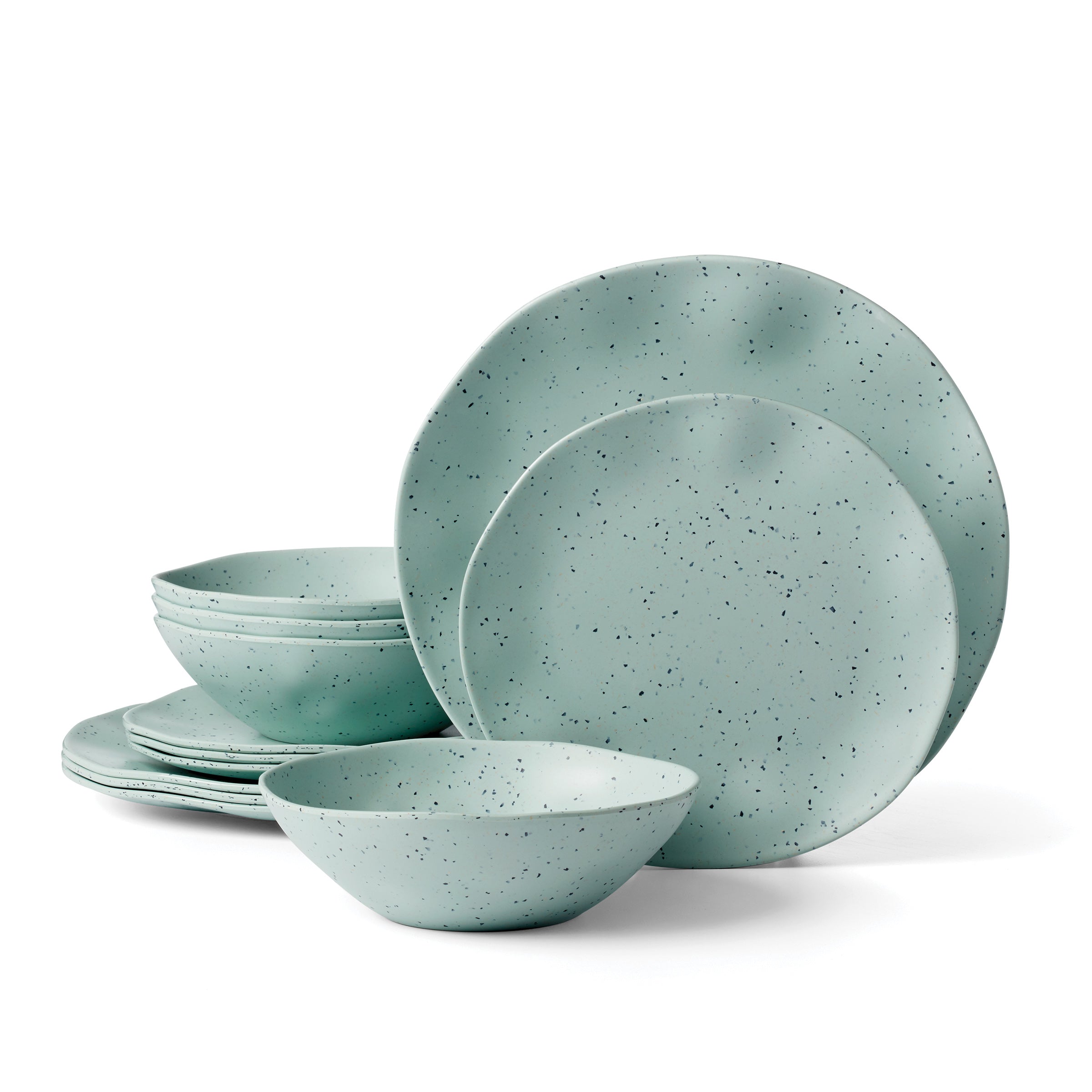 Unbreakable Melamine Dinnerware Set for Entertaining | Terrazzo Mint