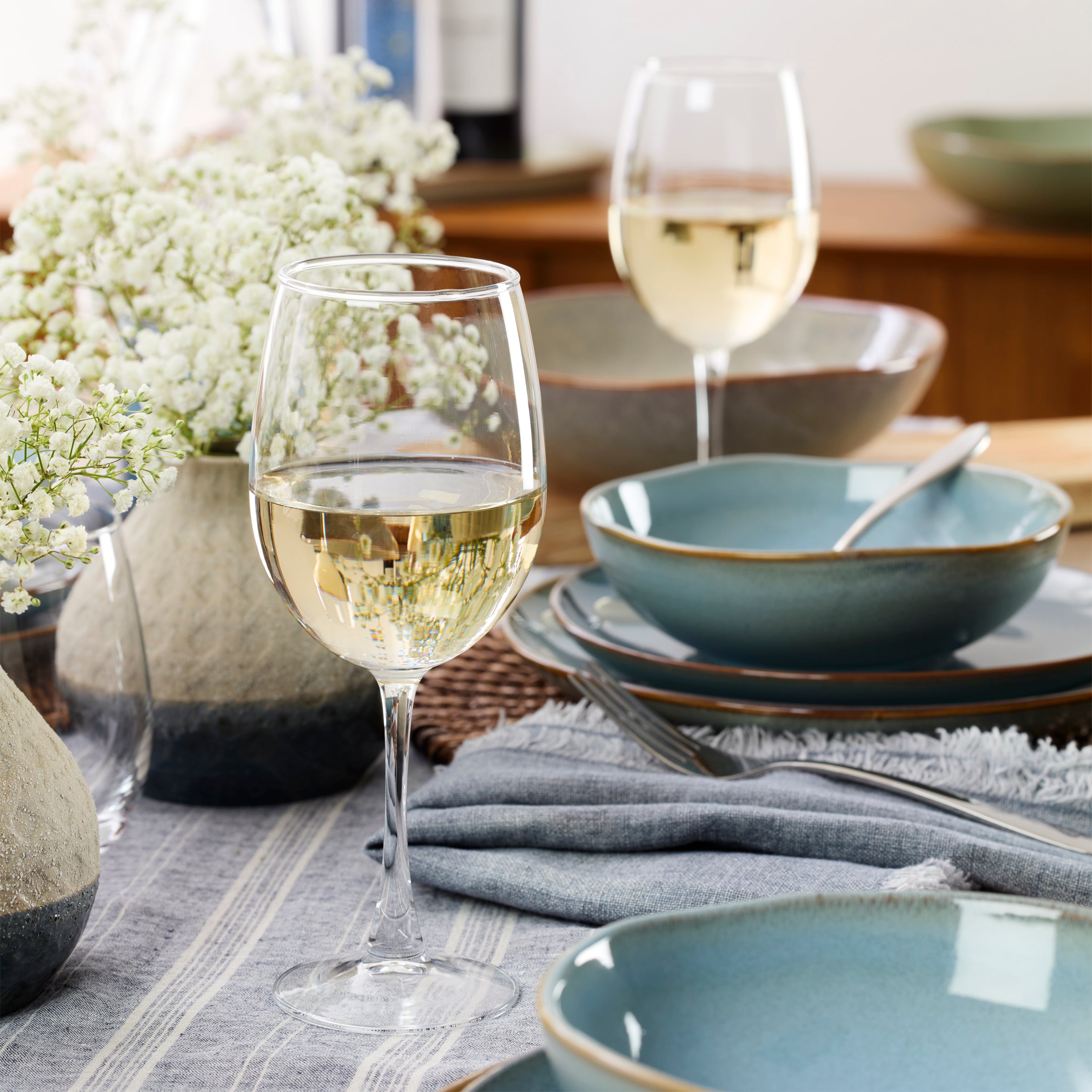 Blue Stoneware Dinnerware Set 12-Piece | Organic Shades