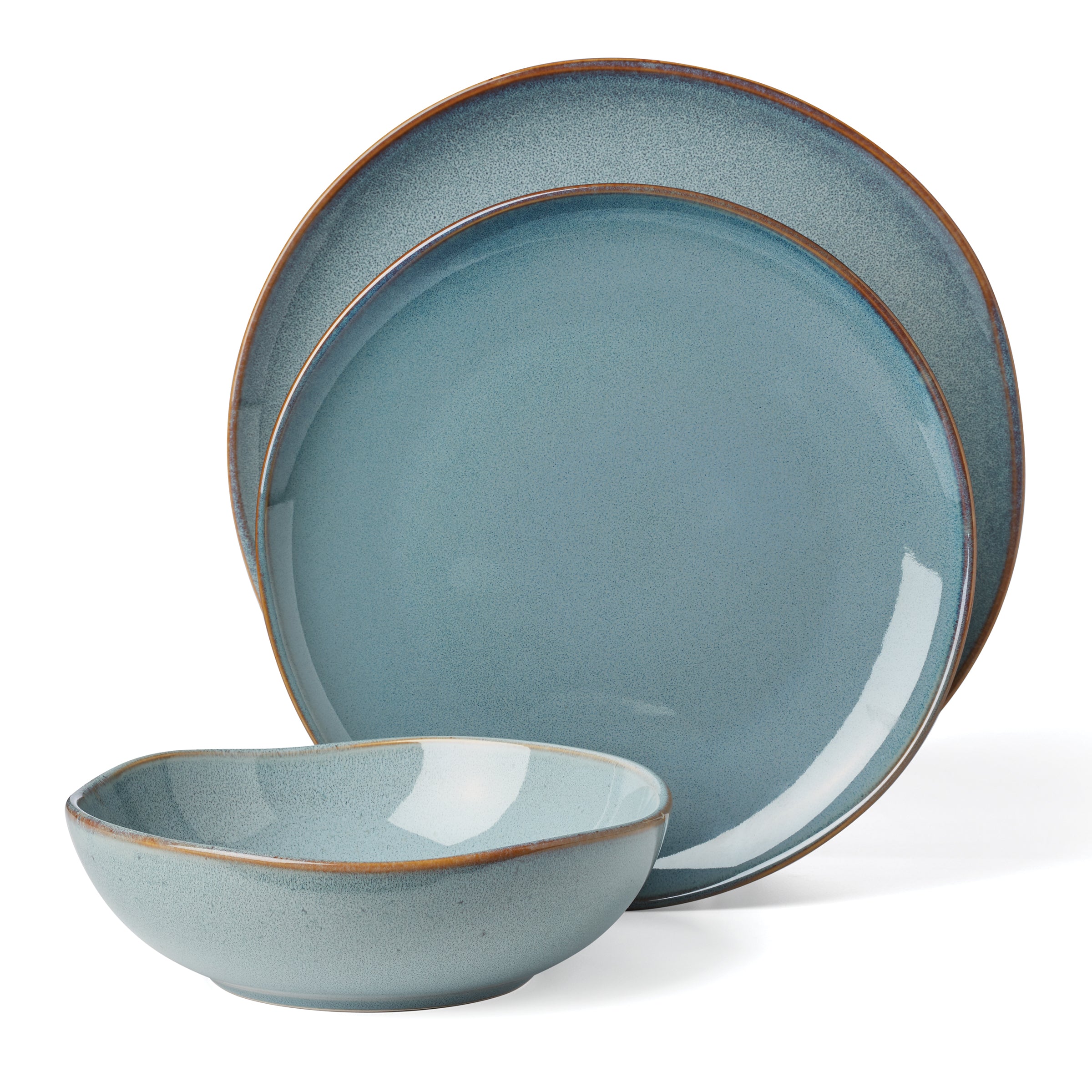 Blue Stoneware Dinnerware Set 12-Piece | Organic Shades